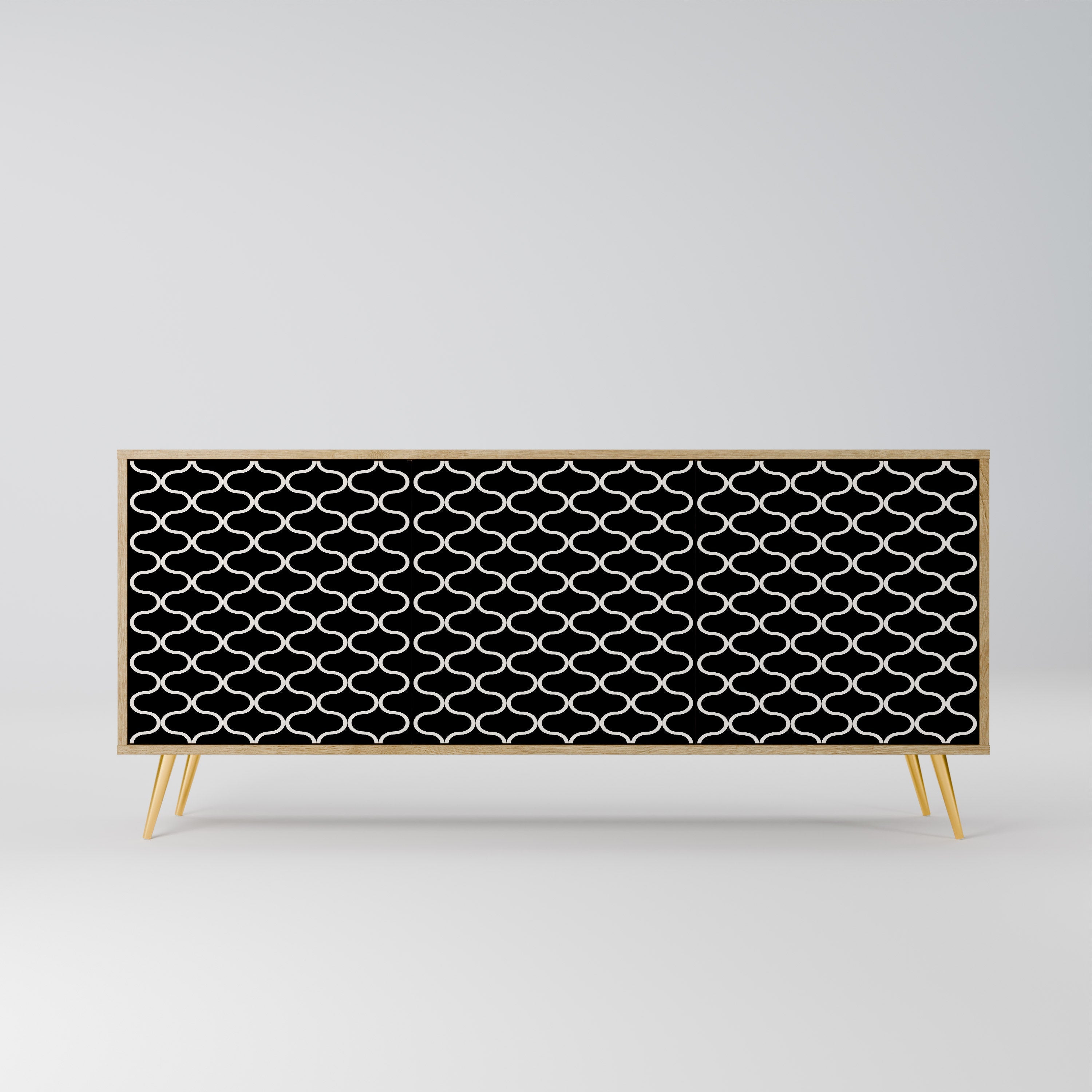 TESSELATED BLACKNESS 3-Door Sideboard in Oak Effect