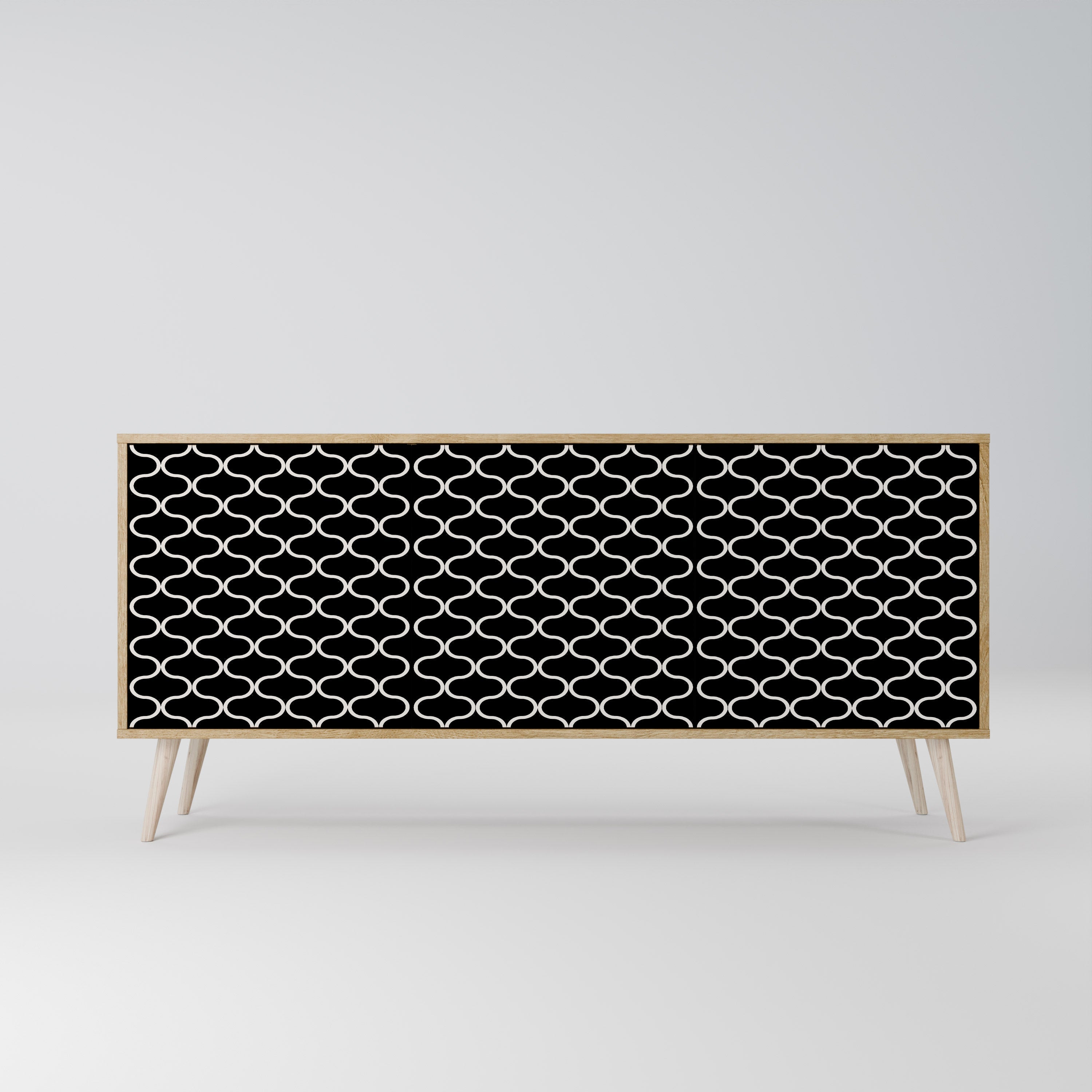 TESSELATED BLACKNESS 3-Door Sideboard in Oak Effect