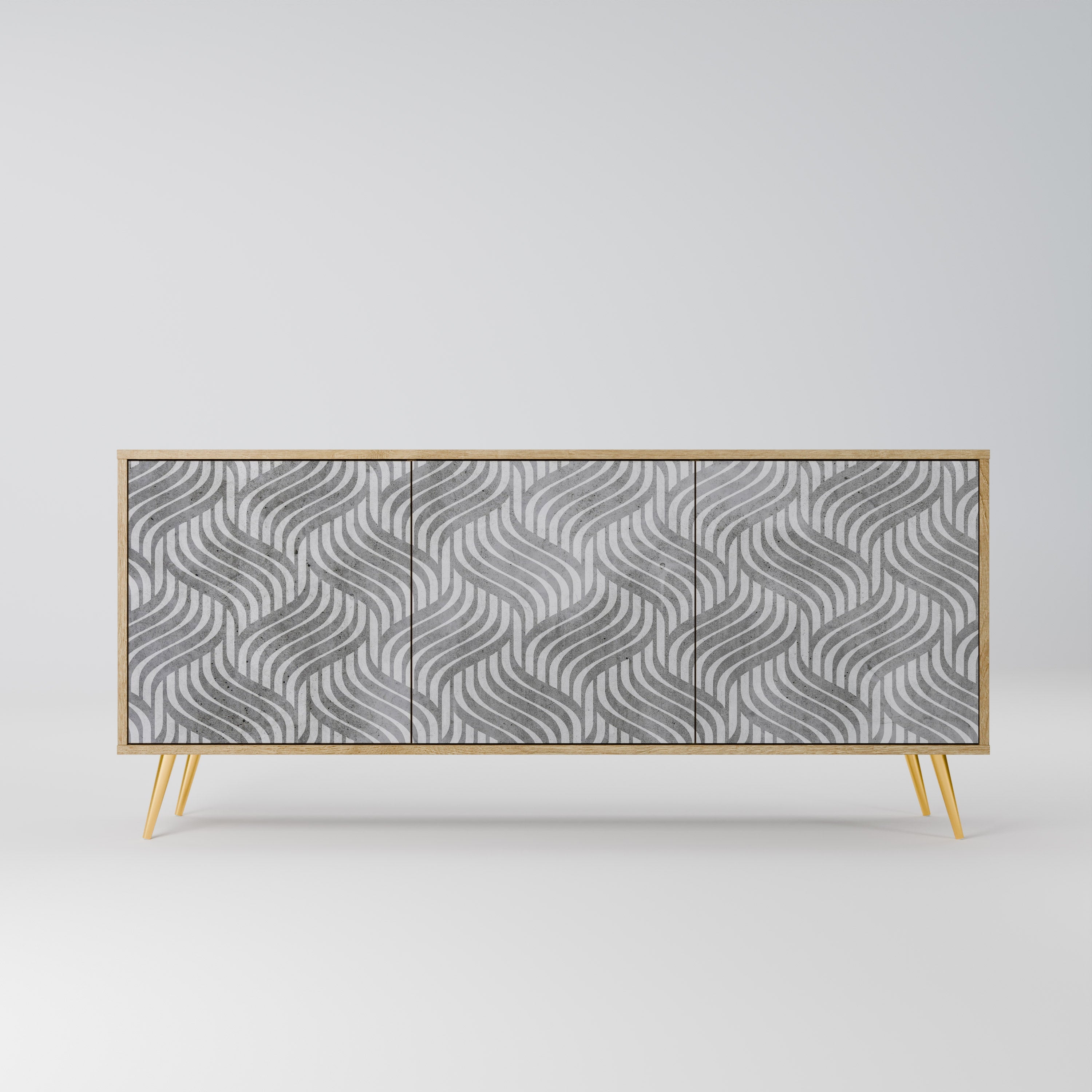 CONCRETE MOVEMENT 3-Door Sideboard in Oak Effect