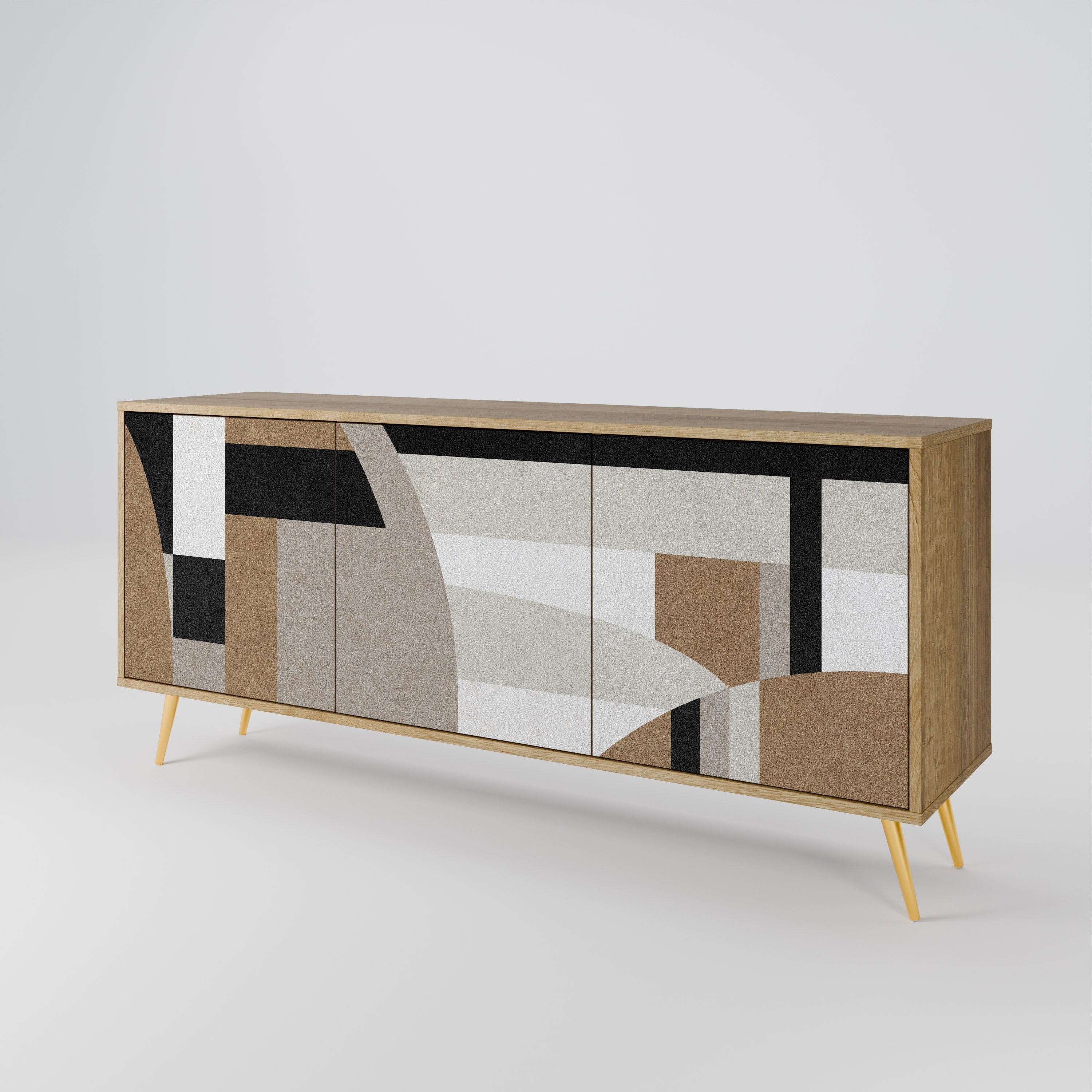 DELICATE MEMENTO 3-Door Sideboard in Oak Effect