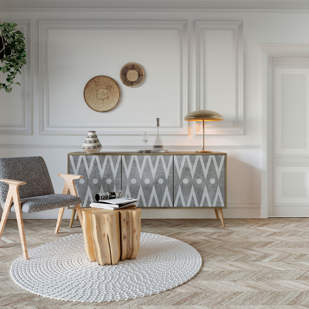 SHARP EDGES 3-Door Sideboard in Oak Effect