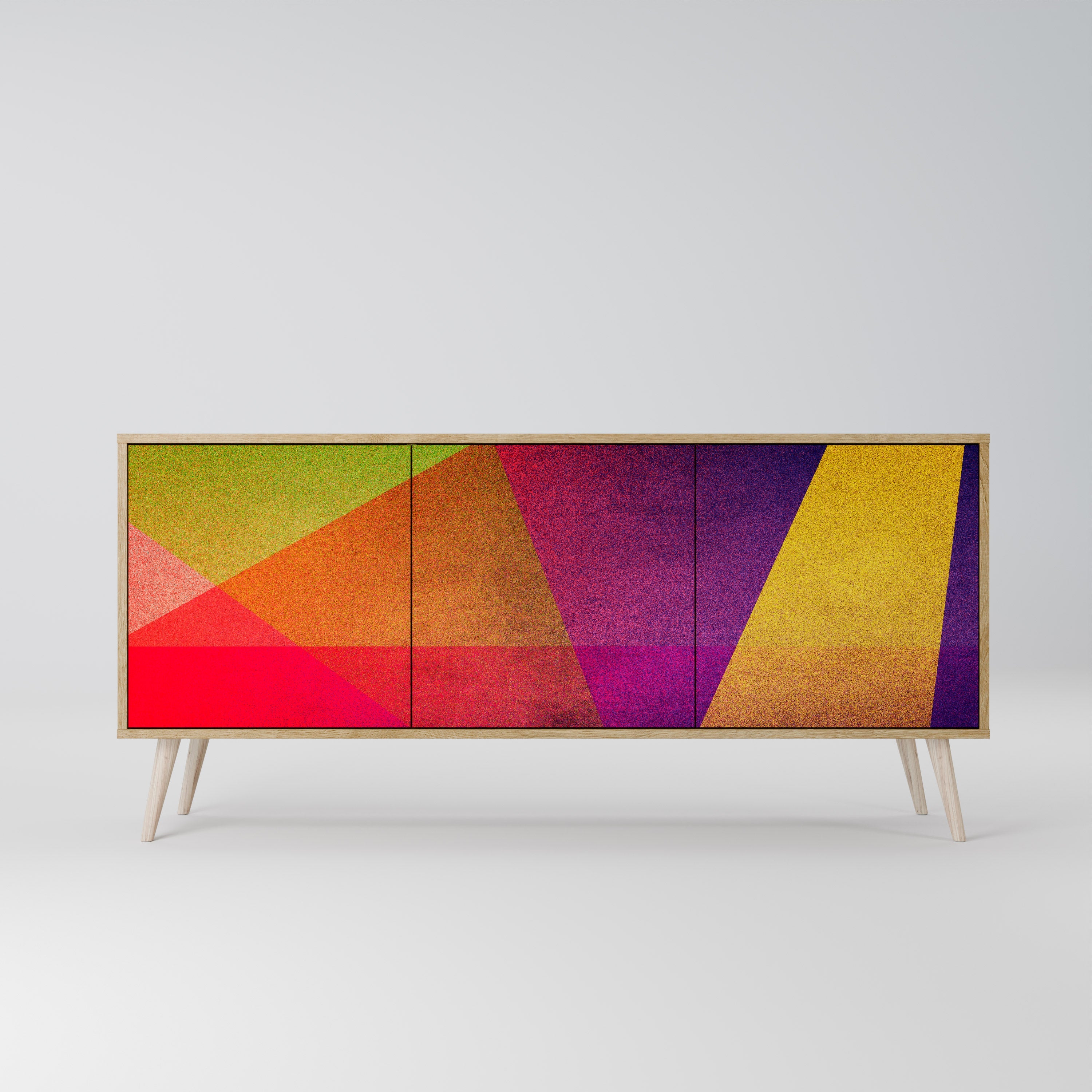 VIVID GEOMETRY 3-Door Sideboard in Oak Effect
