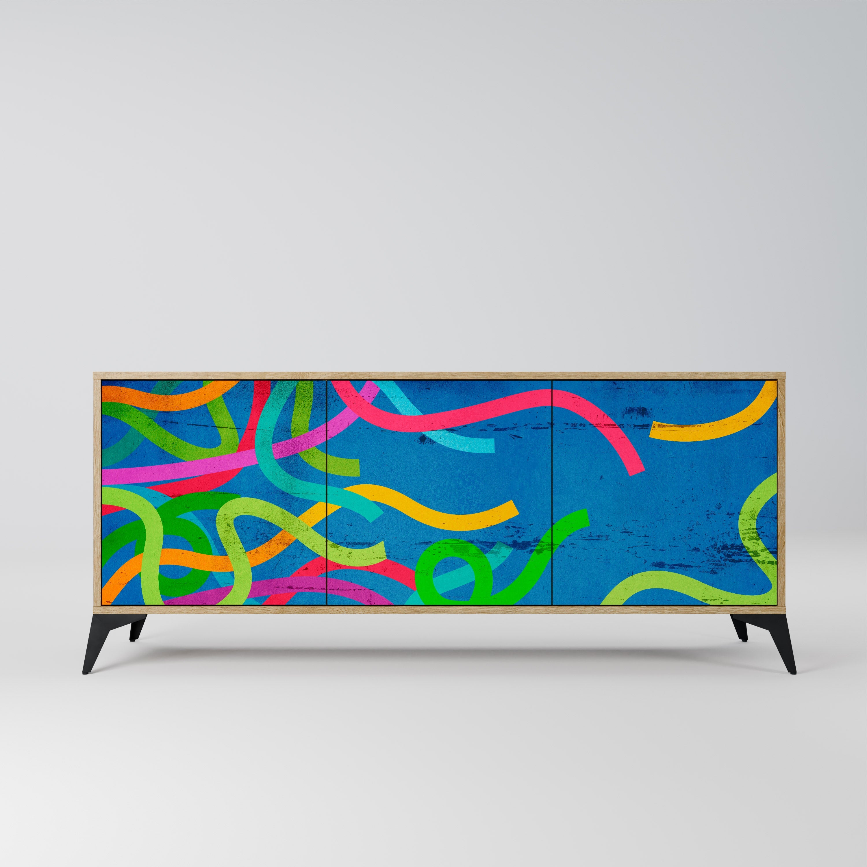 STREAMER TANGLE 3-Door Sideboard in Oak Effect
