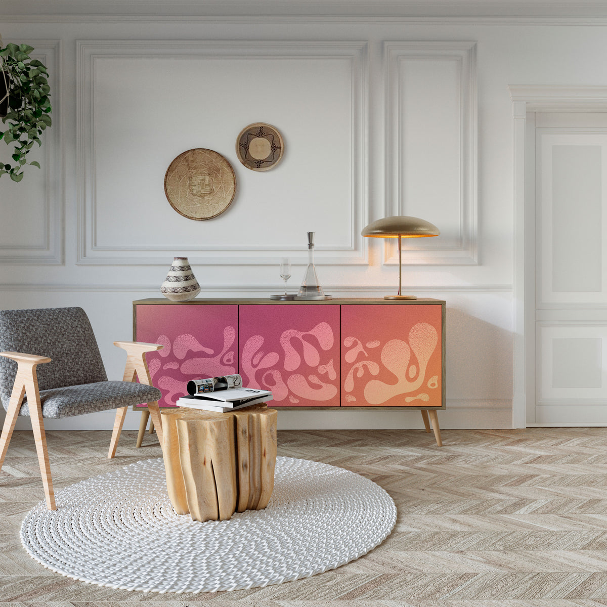 IRREGULAR PINK 3-Door Sideboard