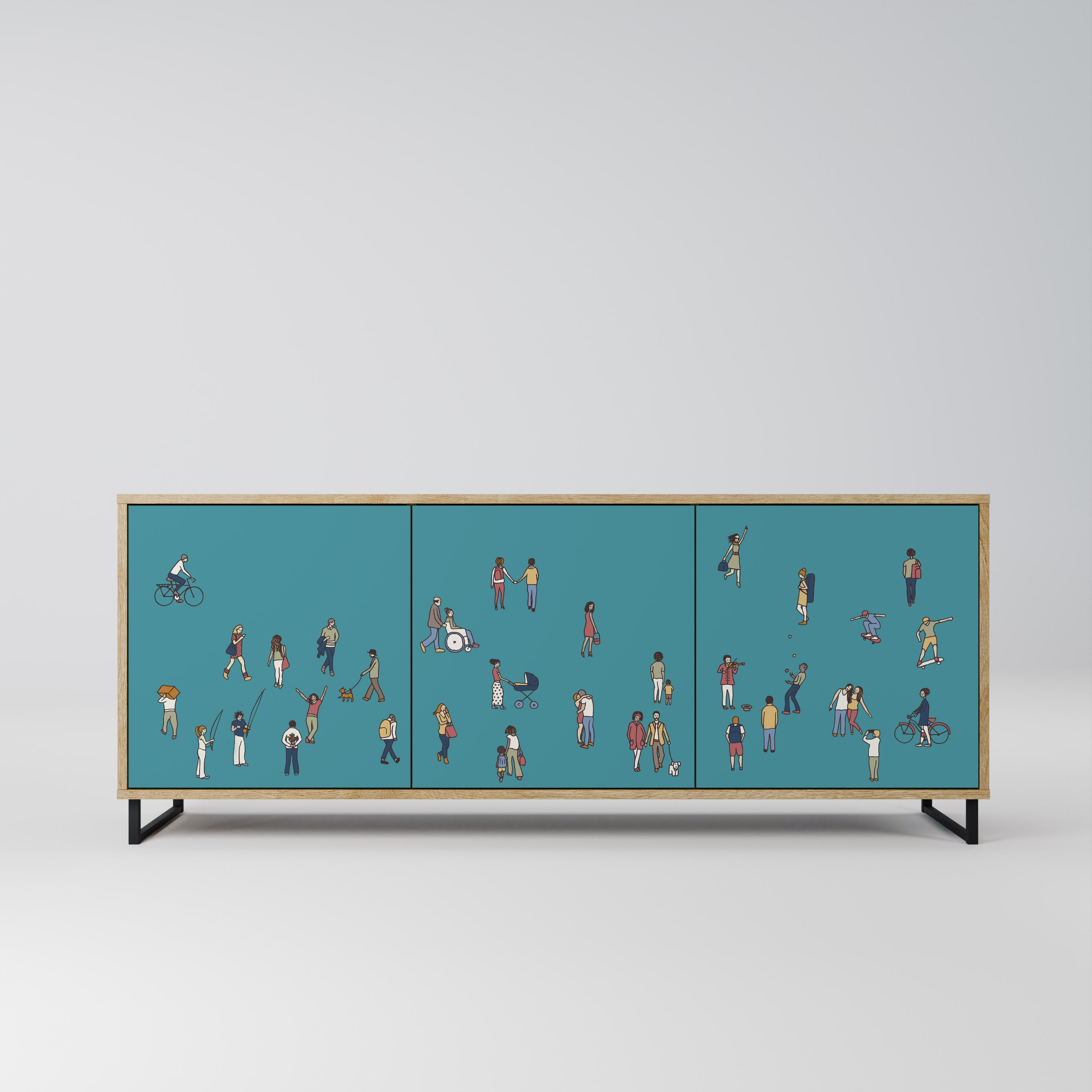 COLLECTIVE STREAM 3-Door Sideboard in Oak Effect