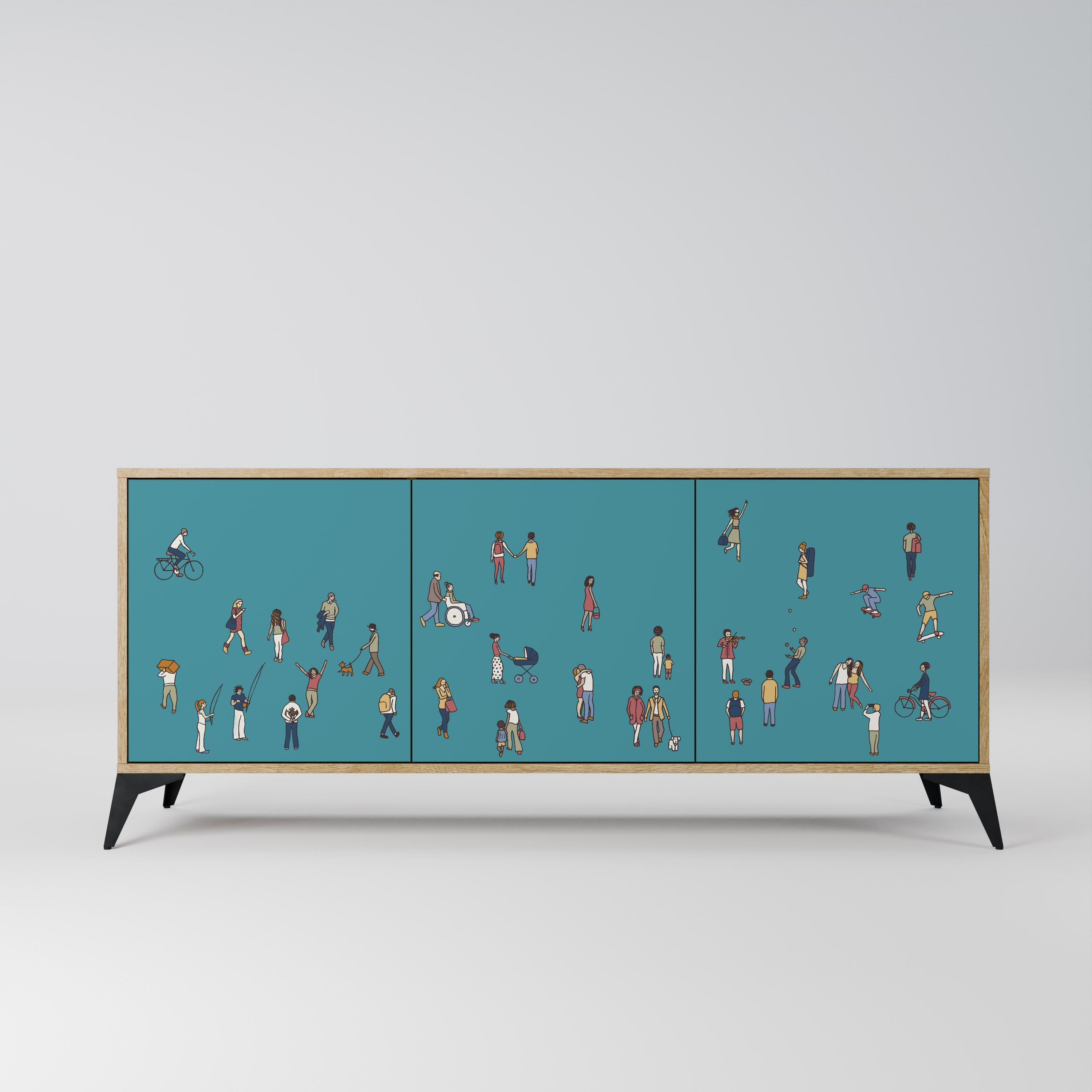 COLLECTIVE STREAM 3-Door Sideboard in Oak Effect