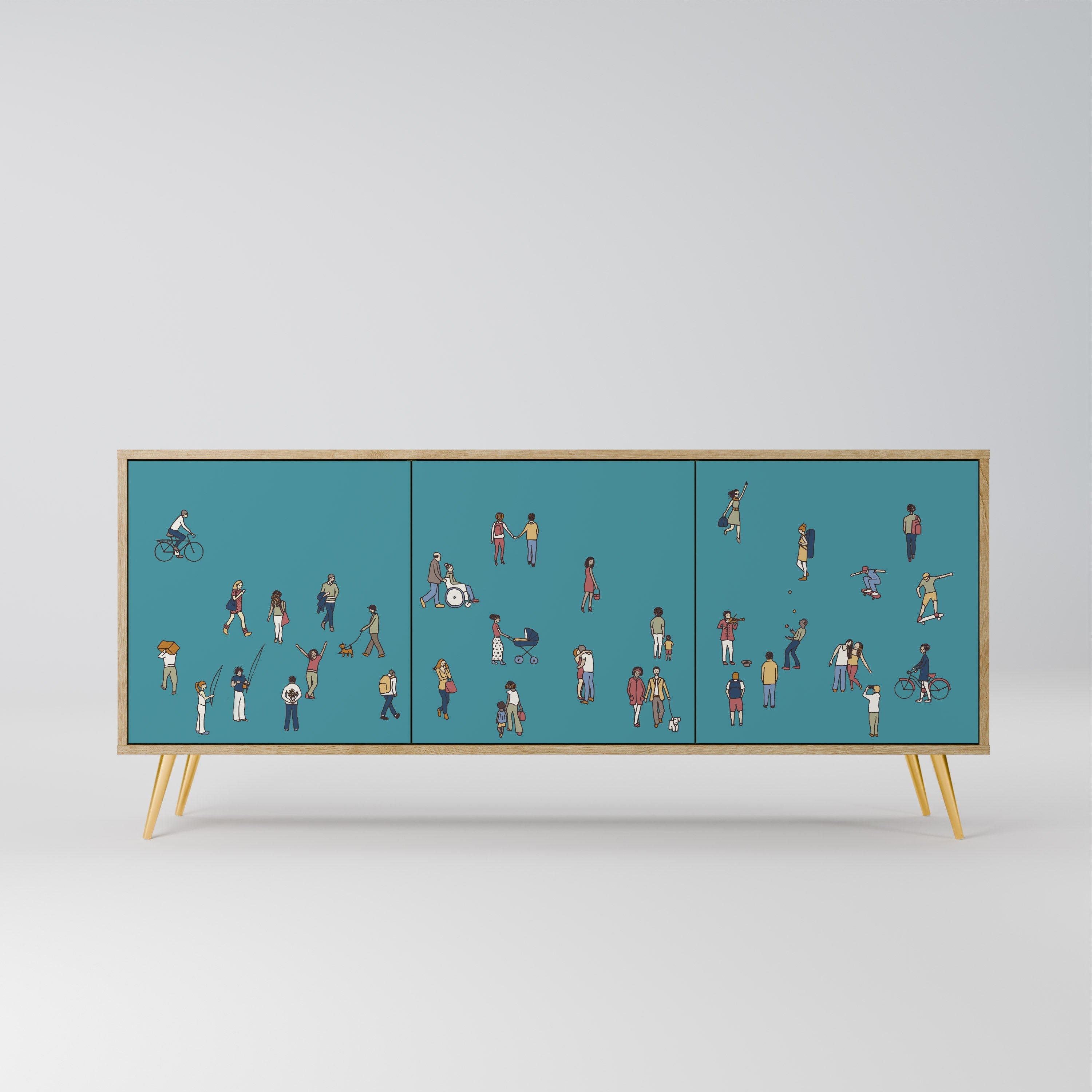 COLLECTIVE STREAM 3-Door Sideboard in Oak Effect
