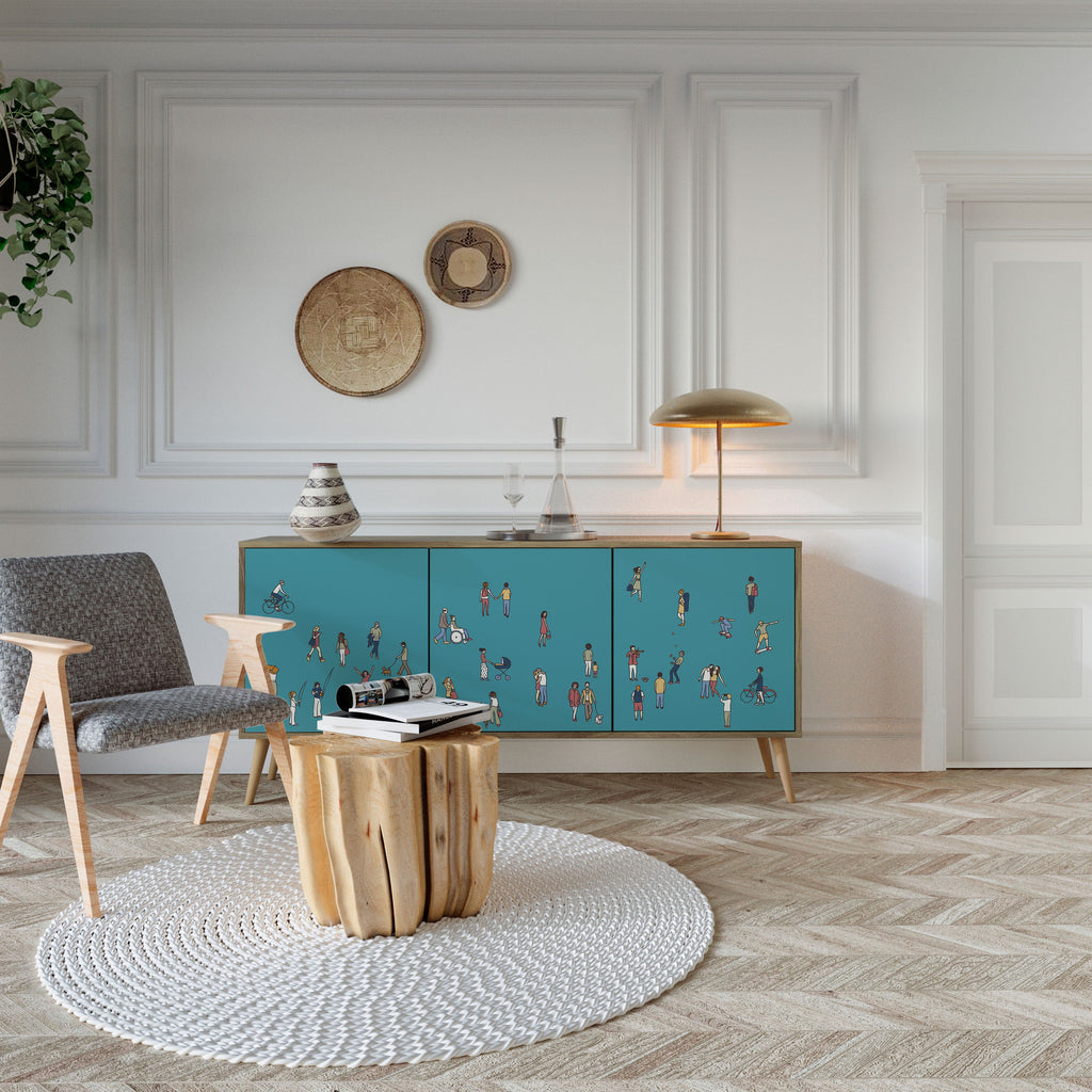 COLLECTIVE STREAM 3-Door Sideboard in Oak Effect