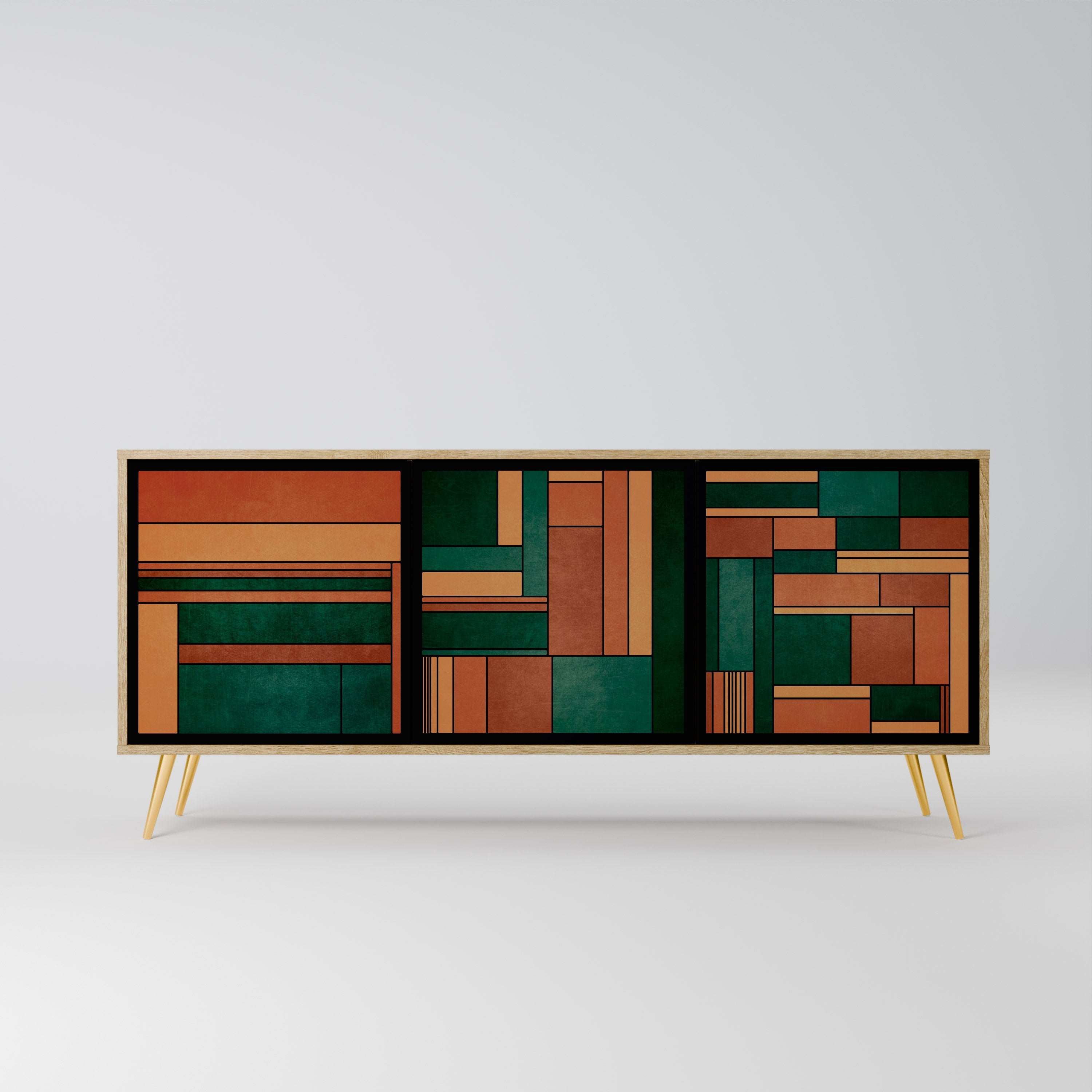 EARTHY FIGURES 3-Door Sideboard in Oak Effect