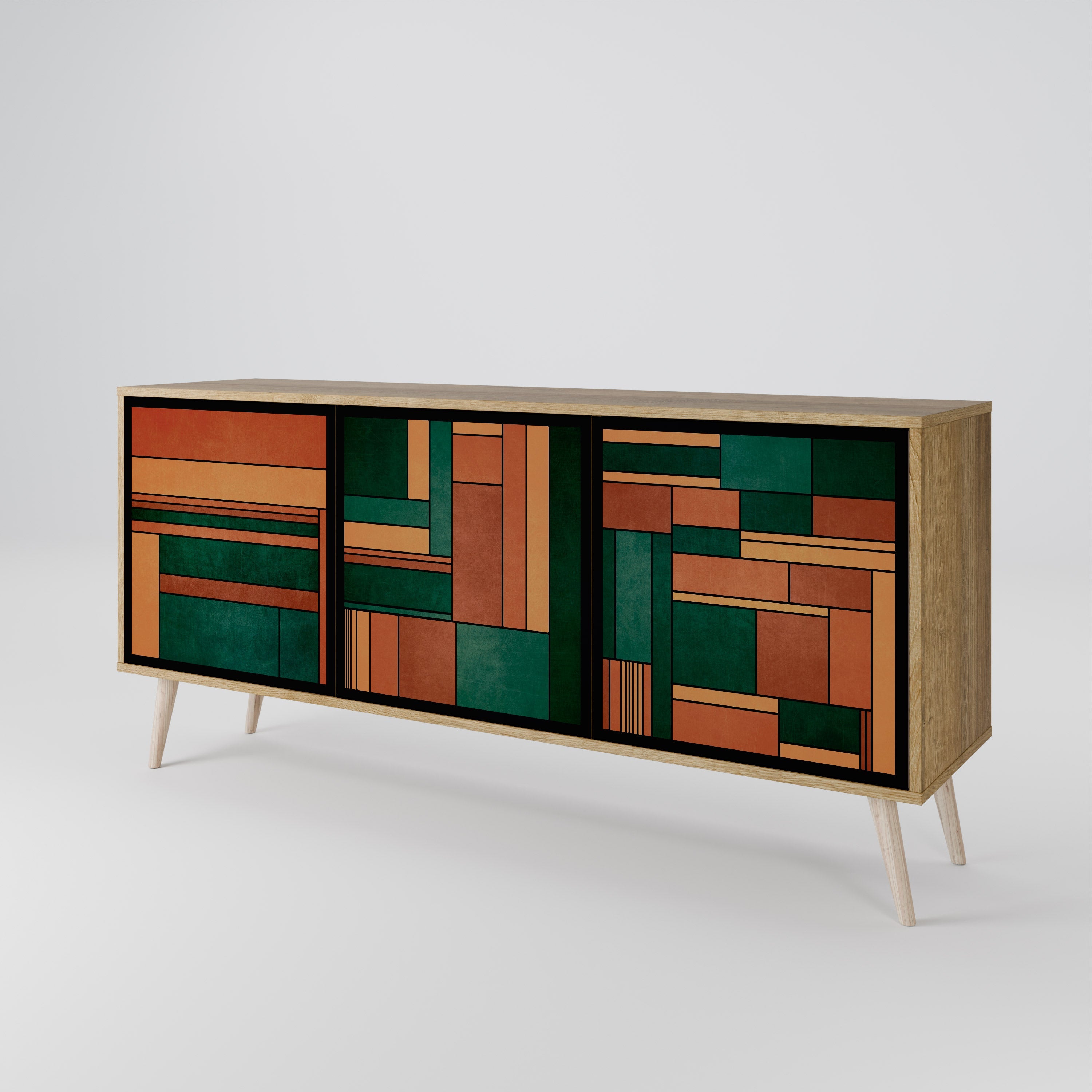 EARTHY FIGURES 3-Door Sideboard in Oak Effect