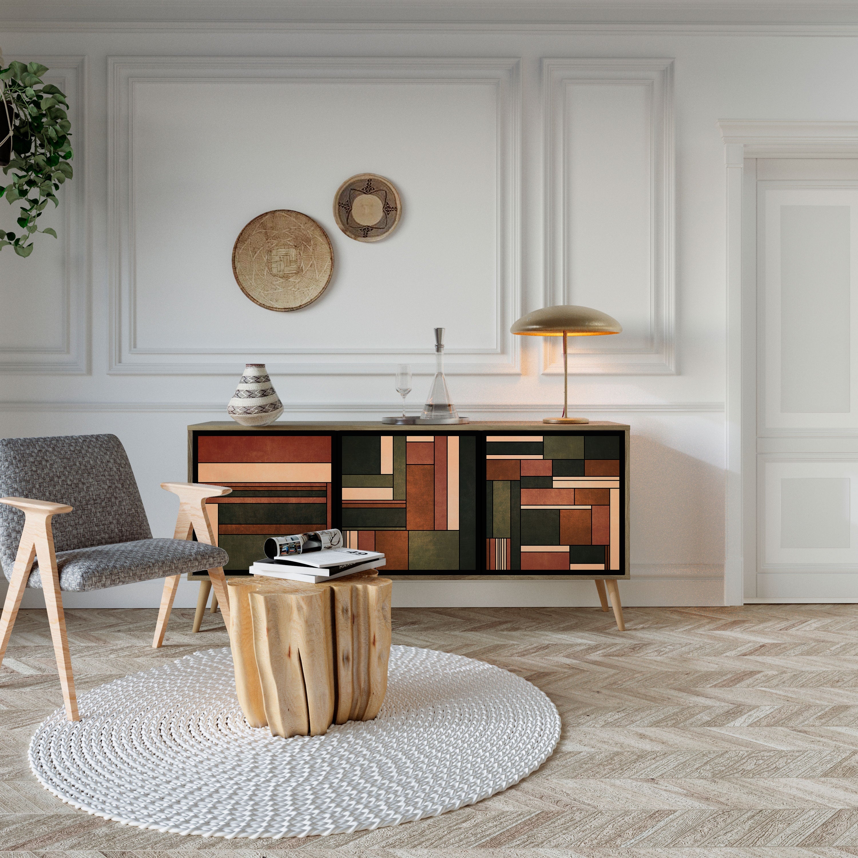FIGURES OF NATURE 3-Door Sideboard in Oak Effect