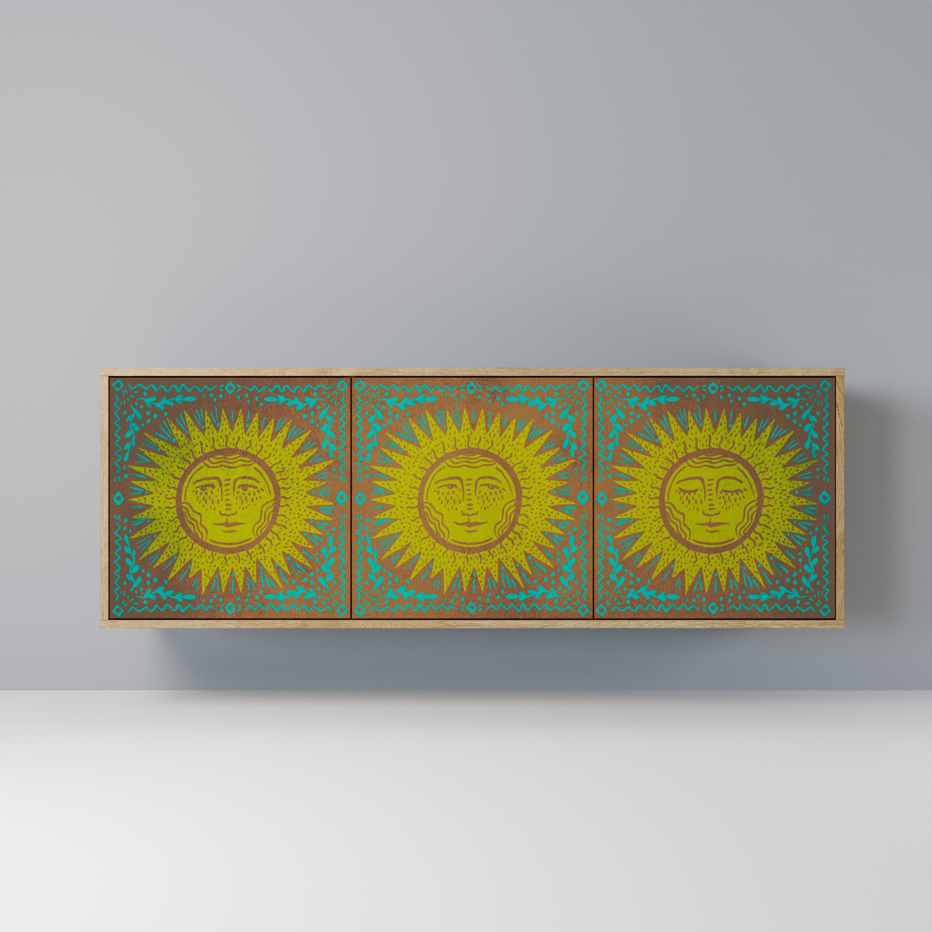 SUNSHINE EULOGY 3-Door Sideboard in Oak Effect
