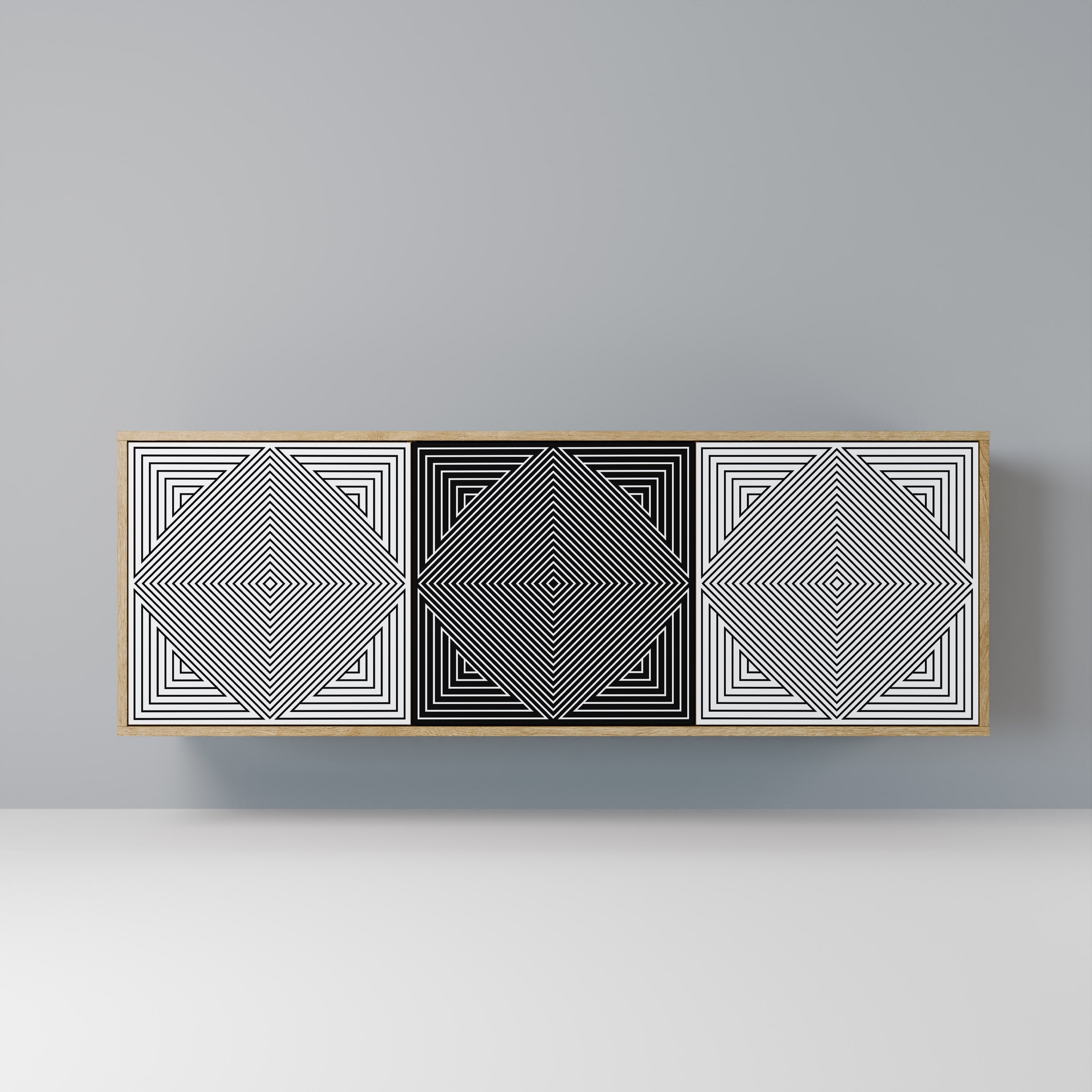 POLYGON ILLUSION 3-Door Sideboard in Oak Effect