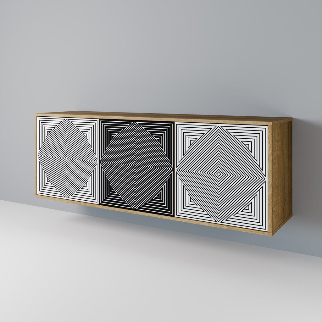 POLYGON ILLUSION 3-Door Sideboard in Oak Effect