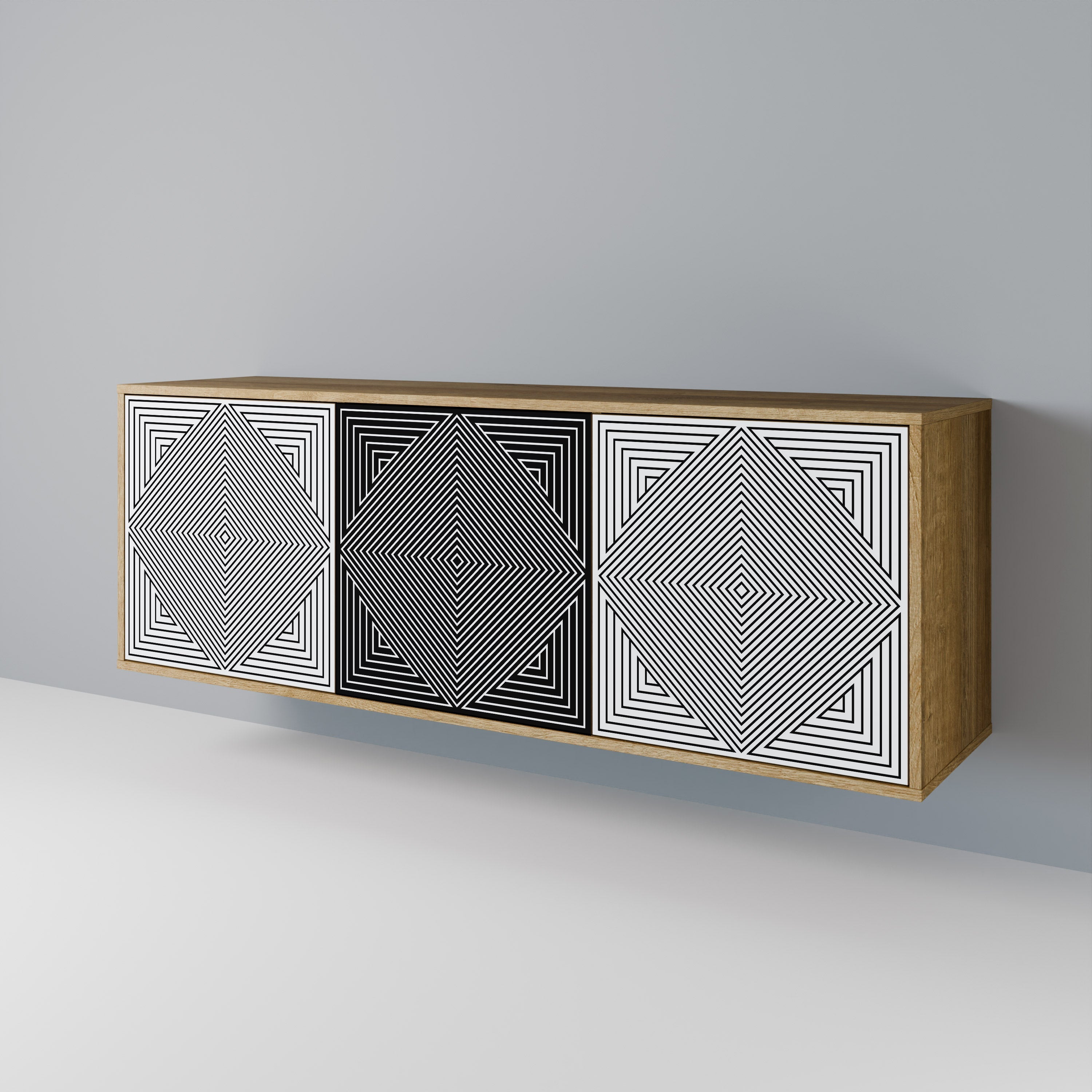 POLYGON ILLUSION 3-Door Sideboard in Oak Effect