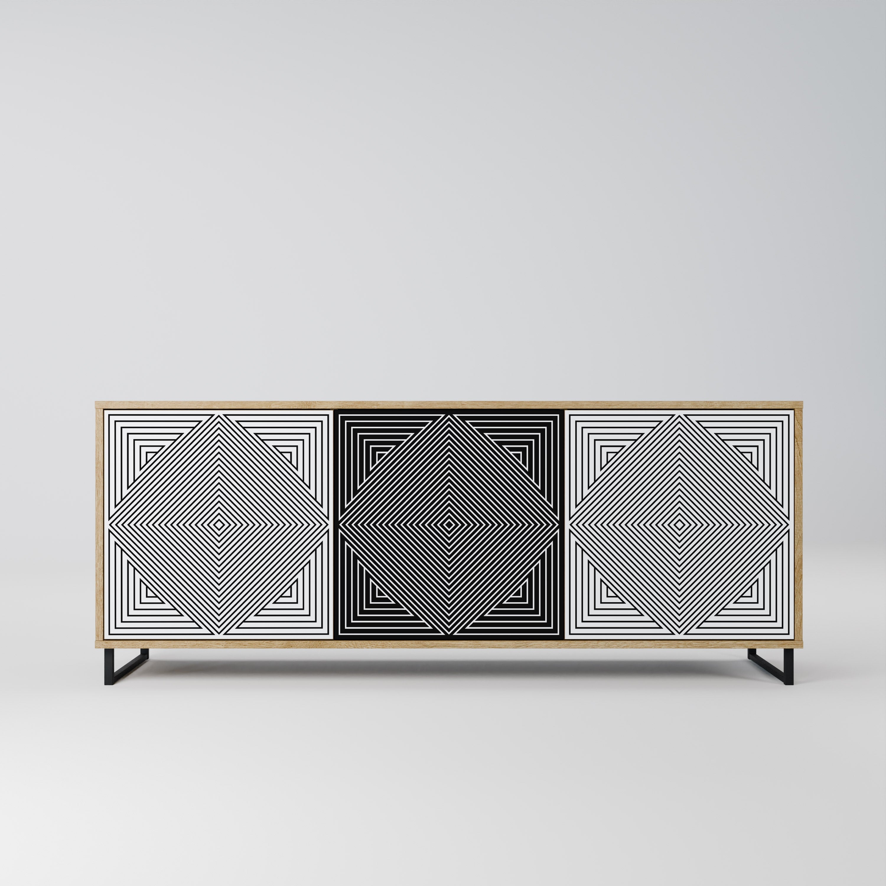 POLYGON ILLUSION 3-Door Sideboard in Oak Effect