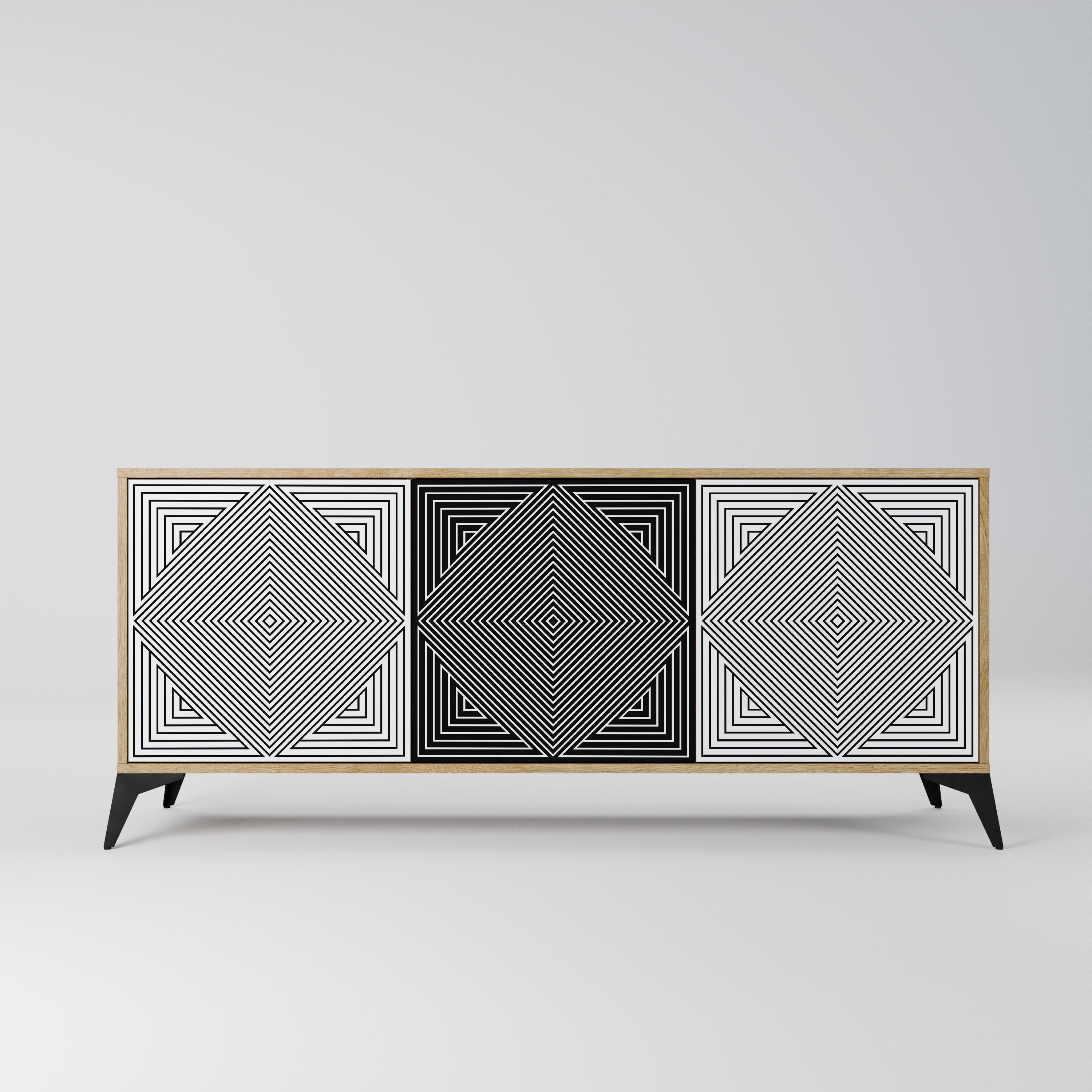 POLYGON ILLUSION 3-Door Sideboard in Oak Effect