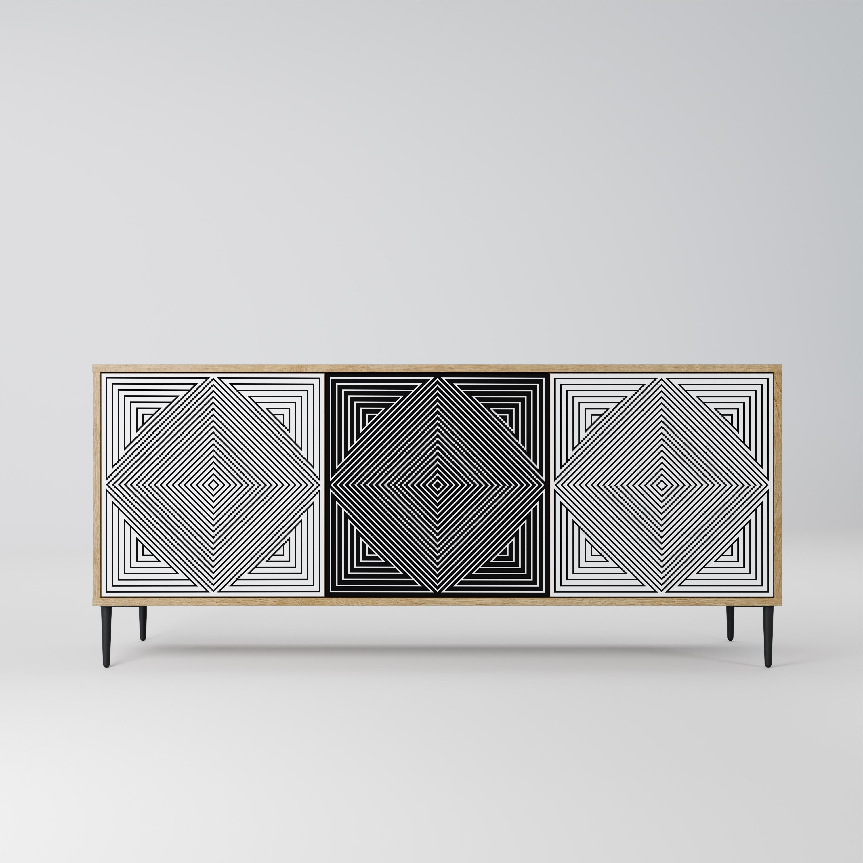 POLYGON ILLUSION 3-Door Sideboard in Oak Effect