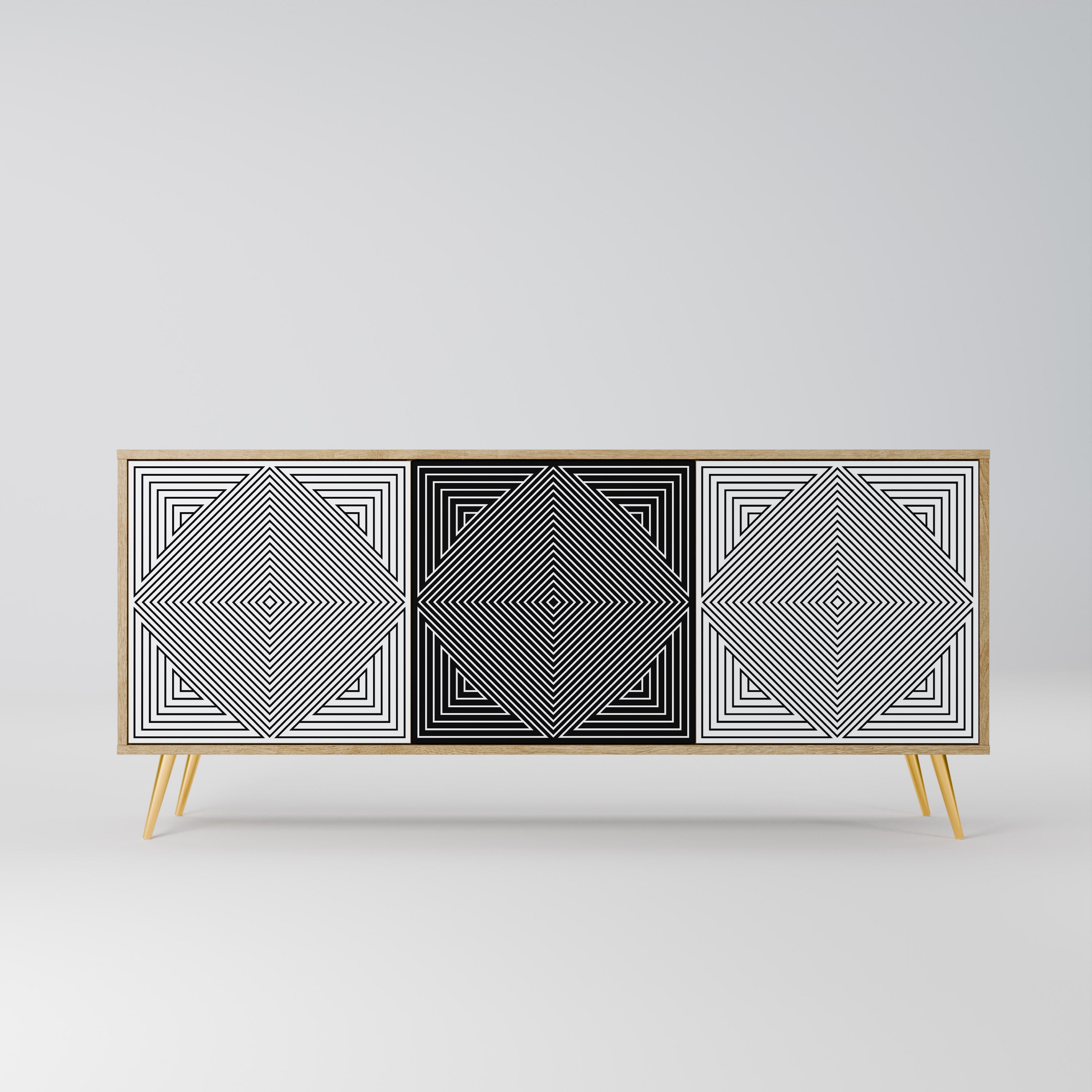 POLYGON ILLUSION 3-Door Sideboard in Oak Effect