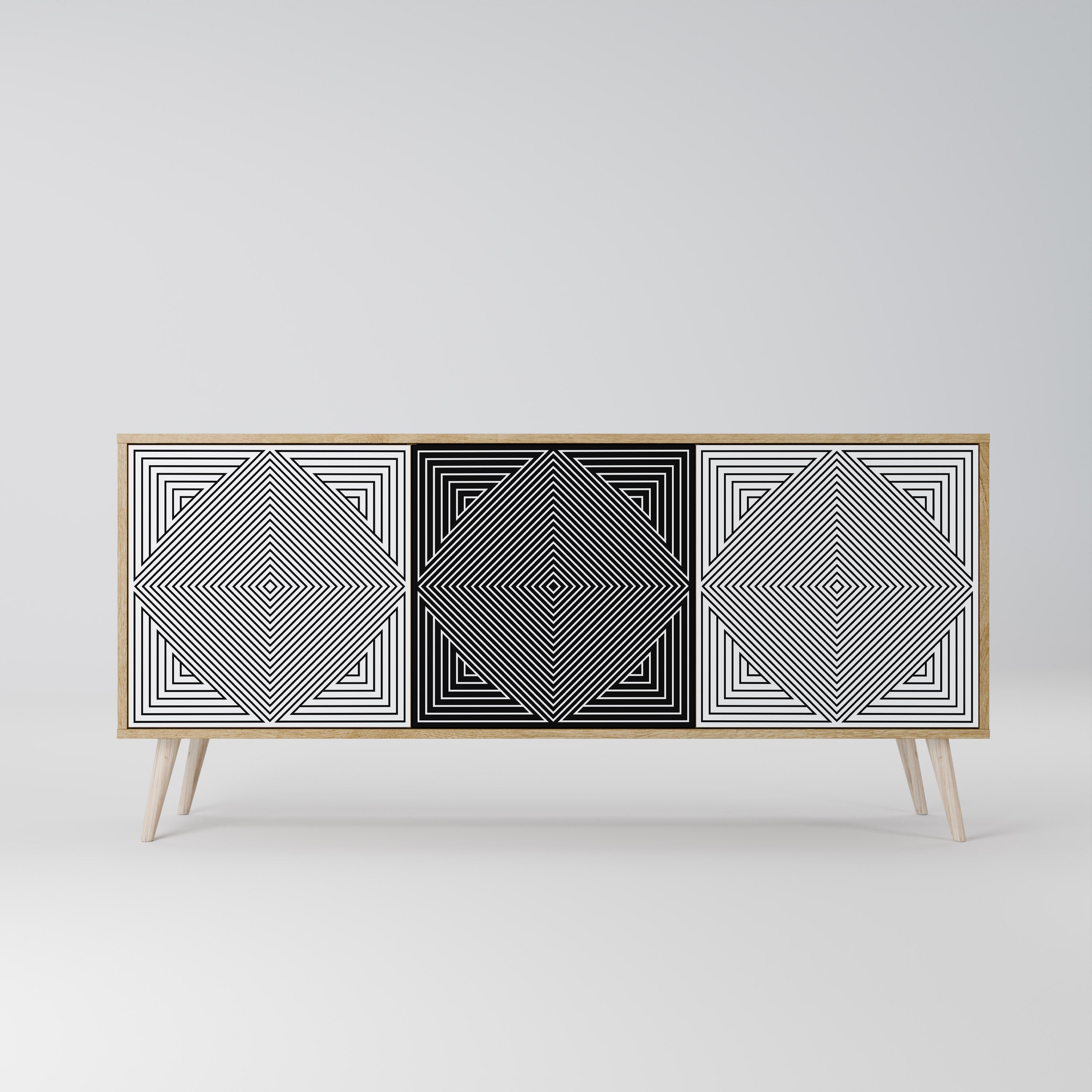 POLYGON ILLUSION 3-Door Sideboard in Oak Effect