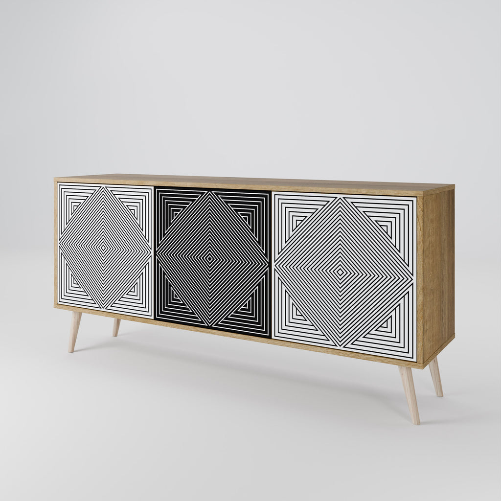 POLYGON ILLUSION 3-Door Sideboard in Oak Effect