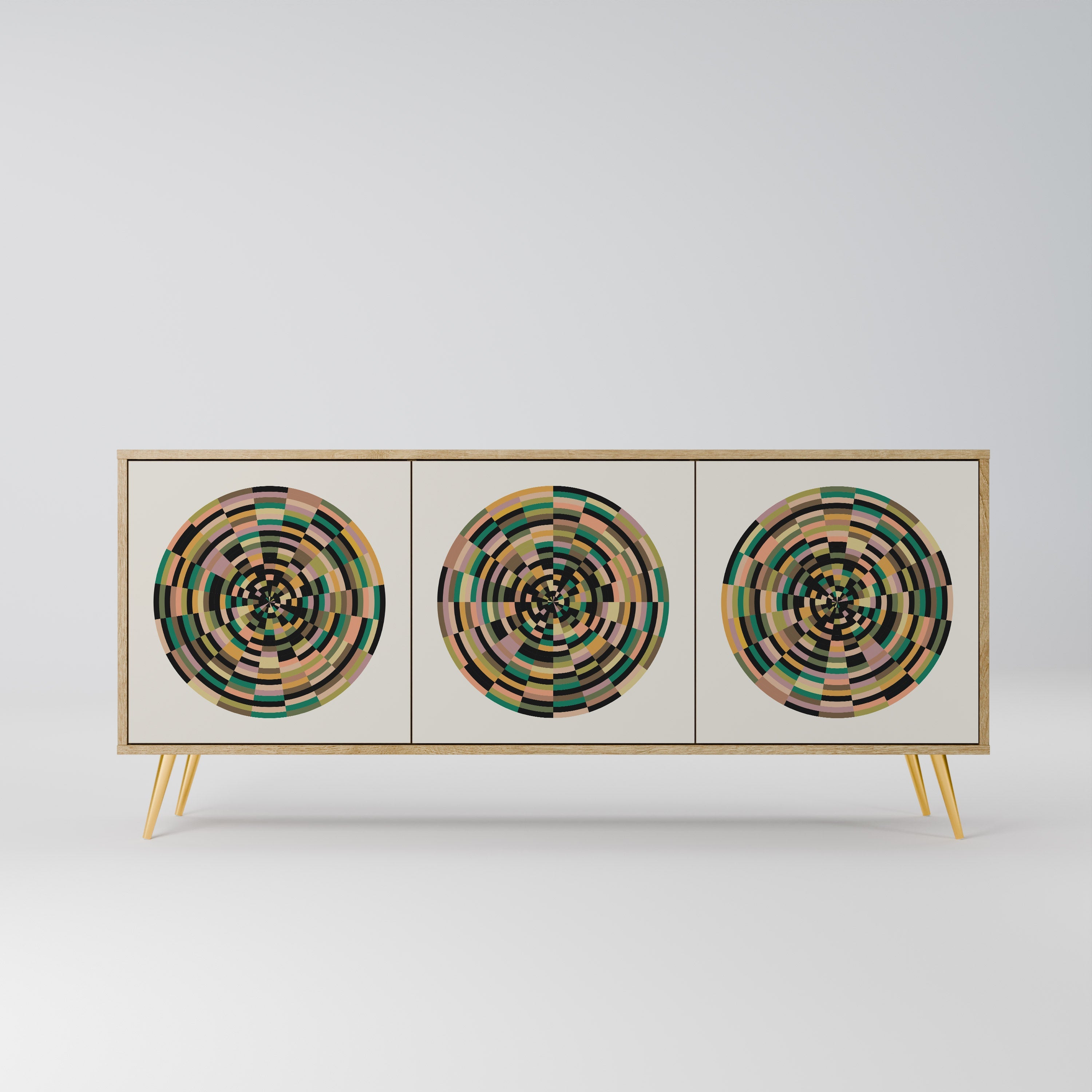 GREEN CIRCLES 3-Door Sideboard in Oak Effect