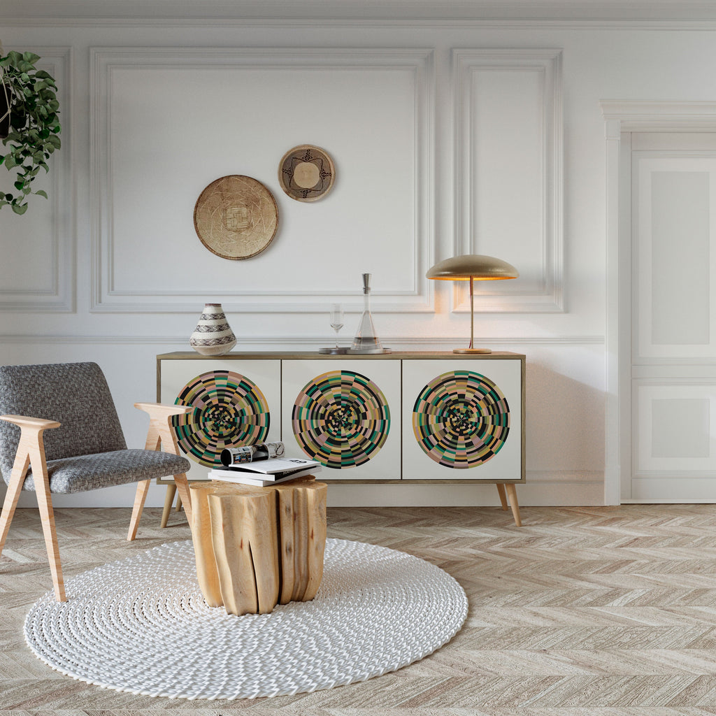 GREEN CIRCLES 3-Door Sideboard in Oak Effect