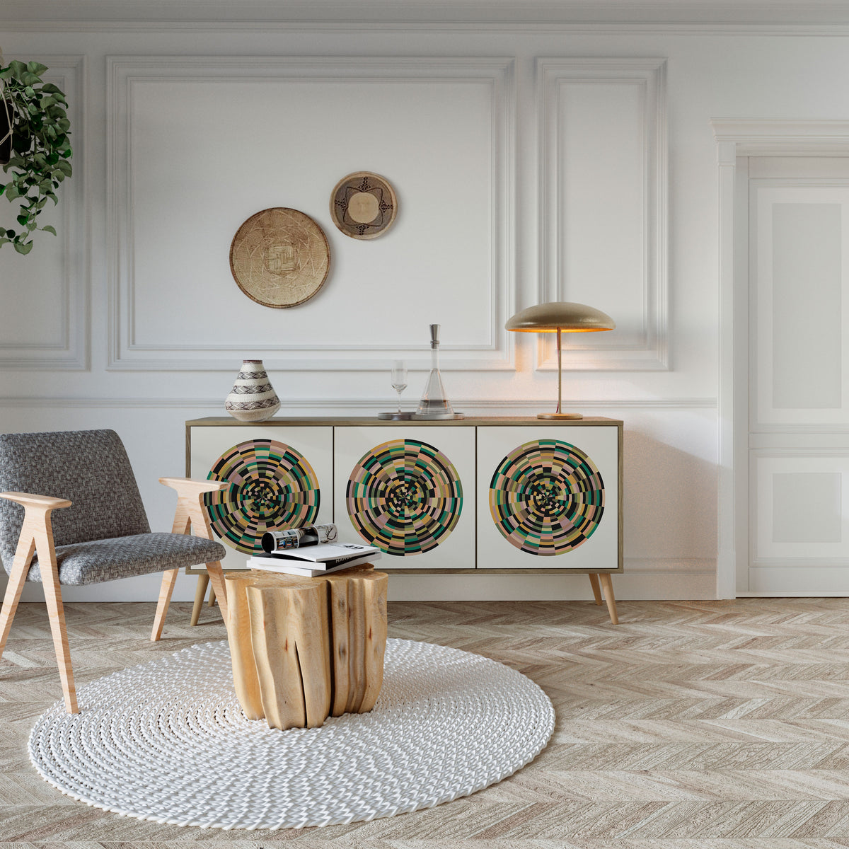 GREEN CIRCLES 3-Door Sideboard