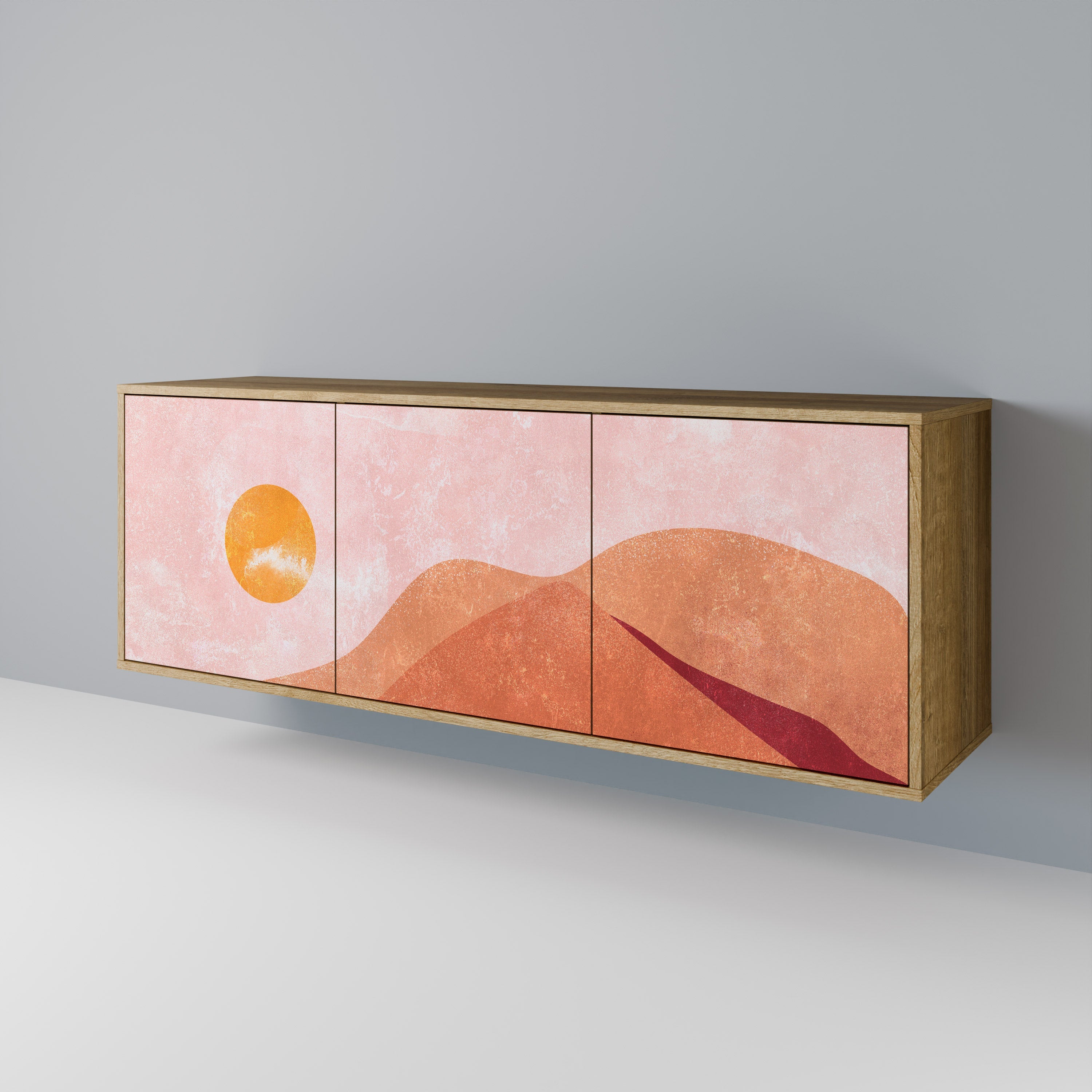 LUMINOUS SUNLIGHT 3-Door Sideboard in Oak Effect