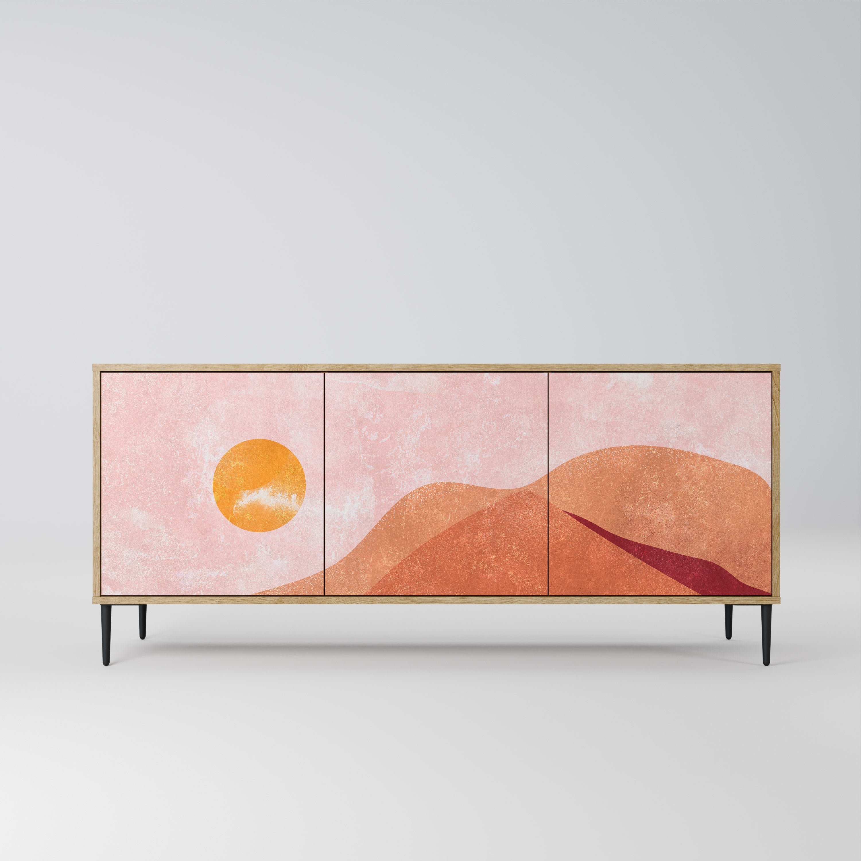 LUMINOUS SUNLIGHT 3-Door Sideboard in Oak Effect