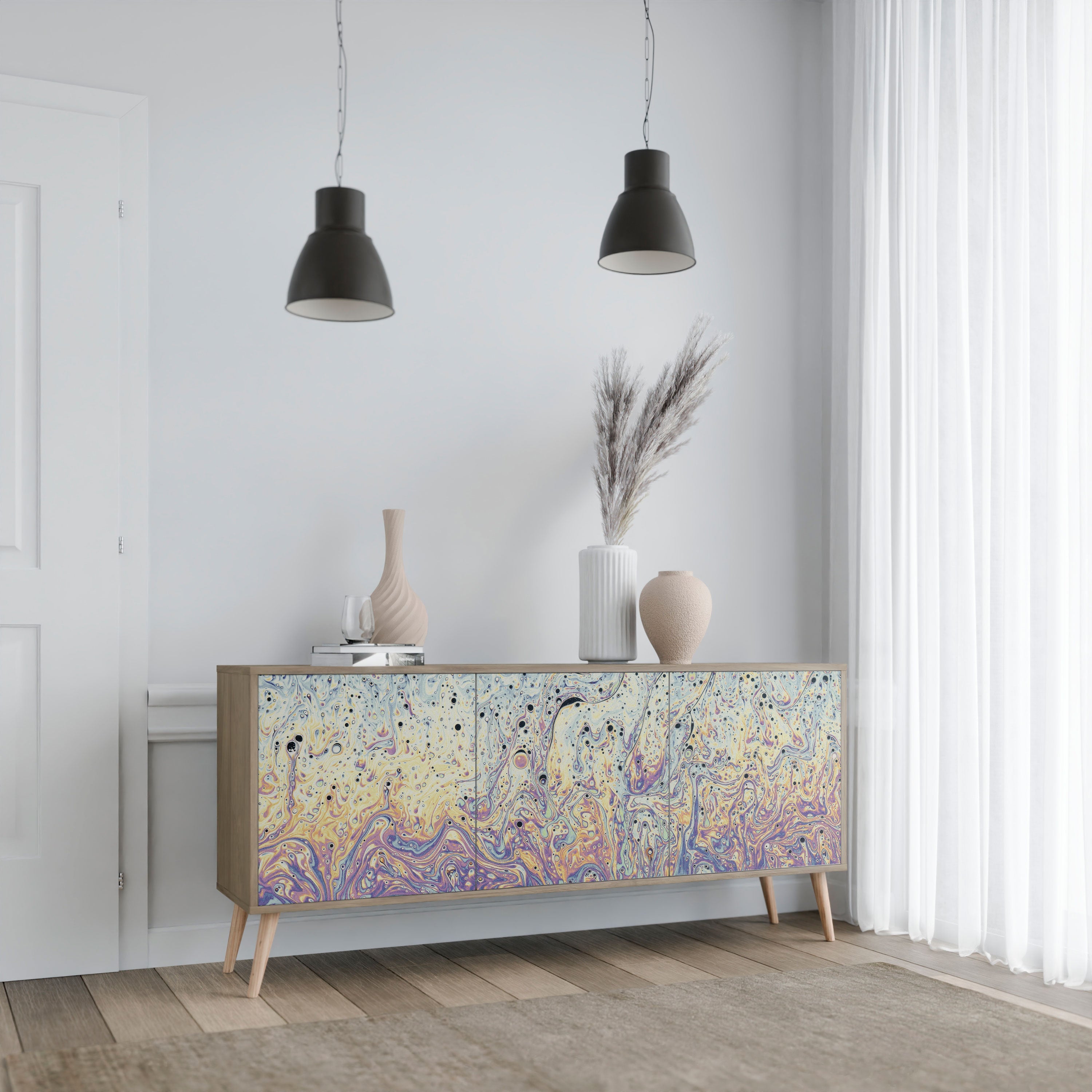 MOSAIC OF COLORS 3-Door Sideboard in Oak Effect