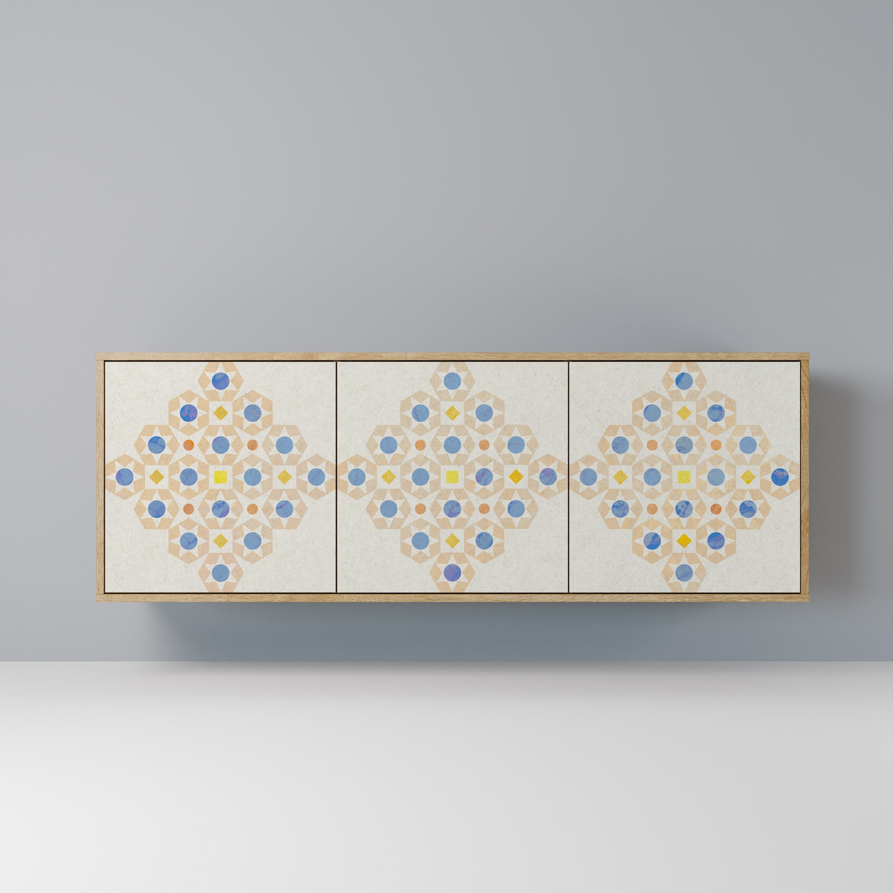 PATTERNED PRISM 3-Door Sideboard in Oak Effect