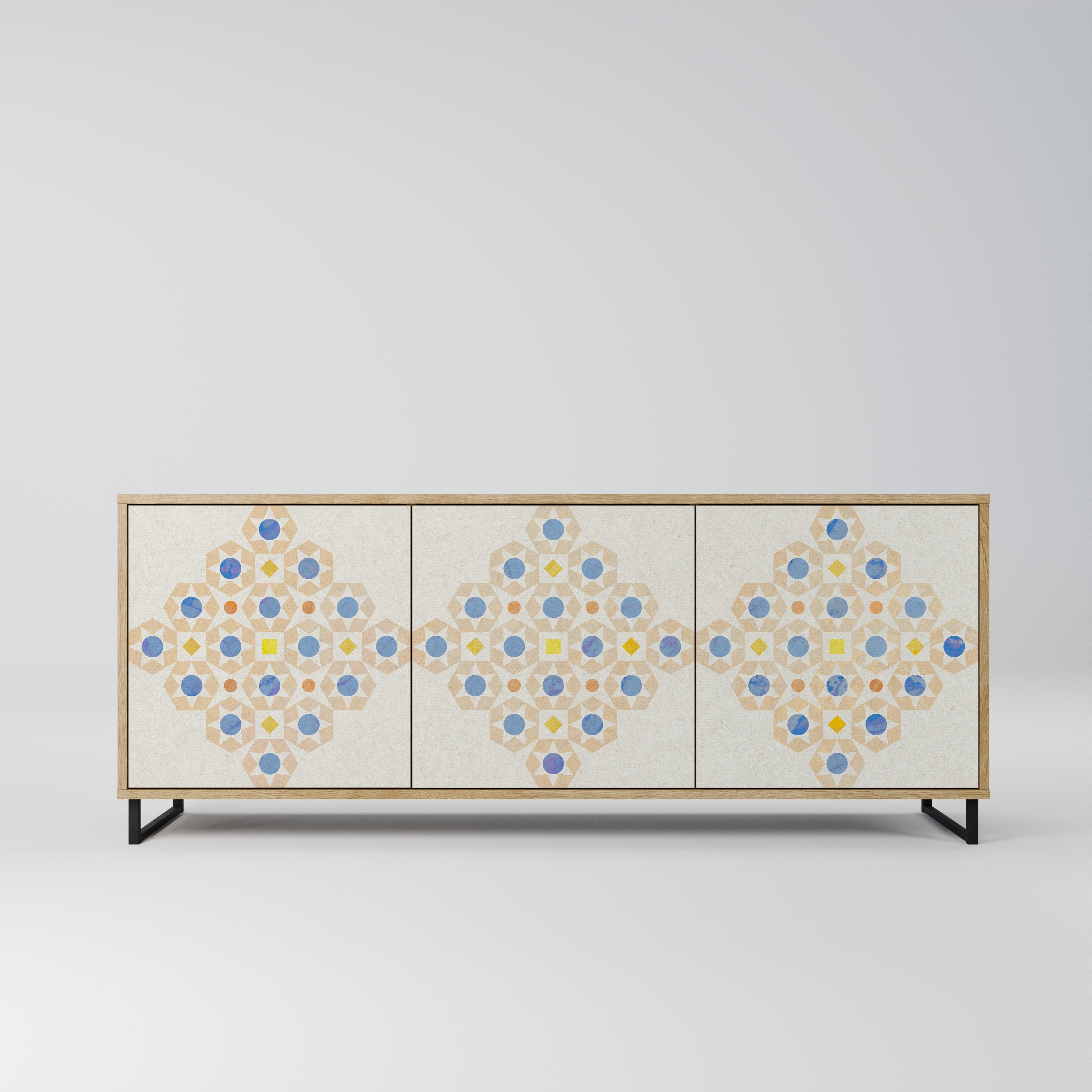 PATTERNED PRISM 3-Door Sideboard in Oak Effect