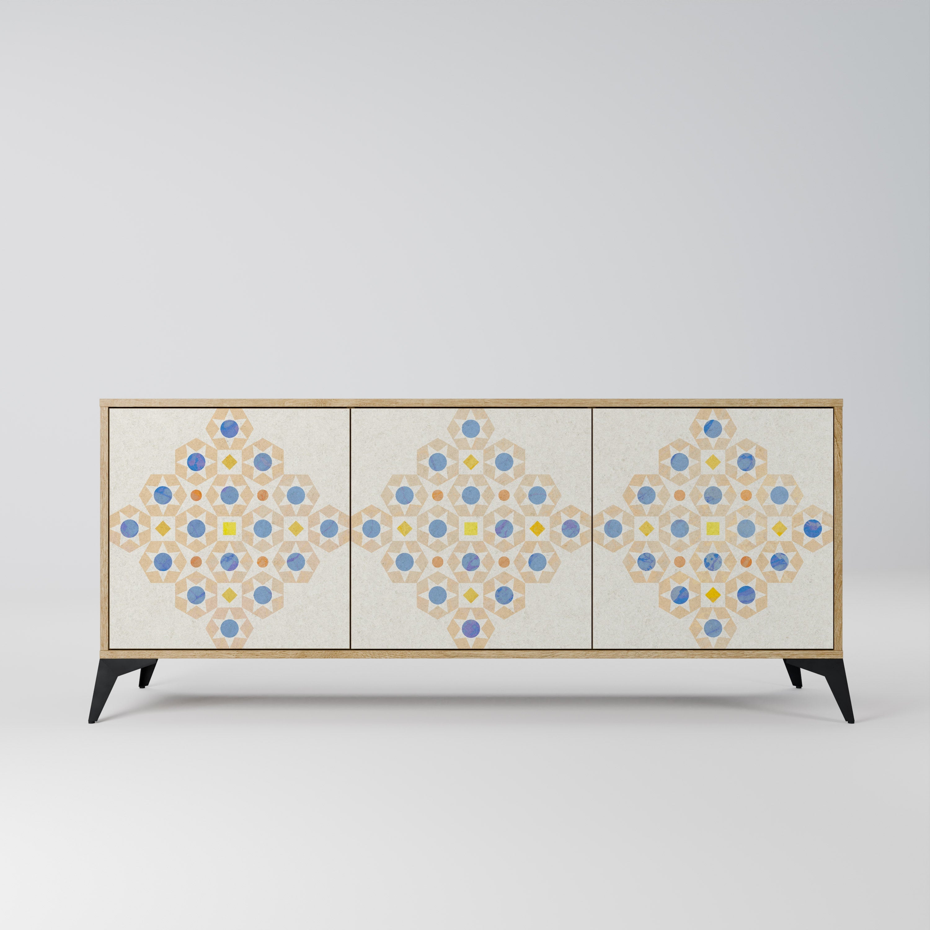 PATTERNED PRISM 3-Door Sideboard in Oak Effect