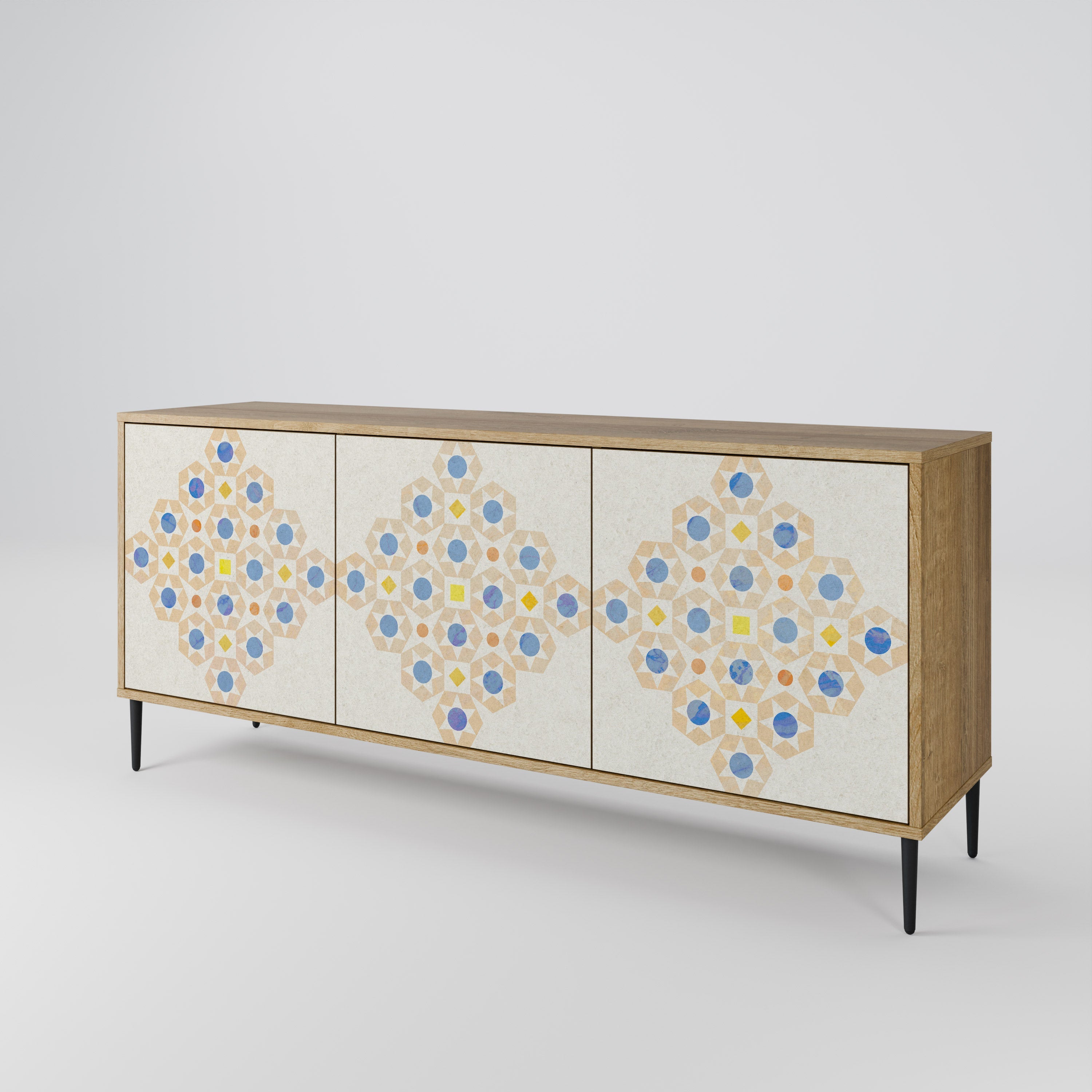 PATTERNED PRISM 3-Door Sideboard in Oak Effect