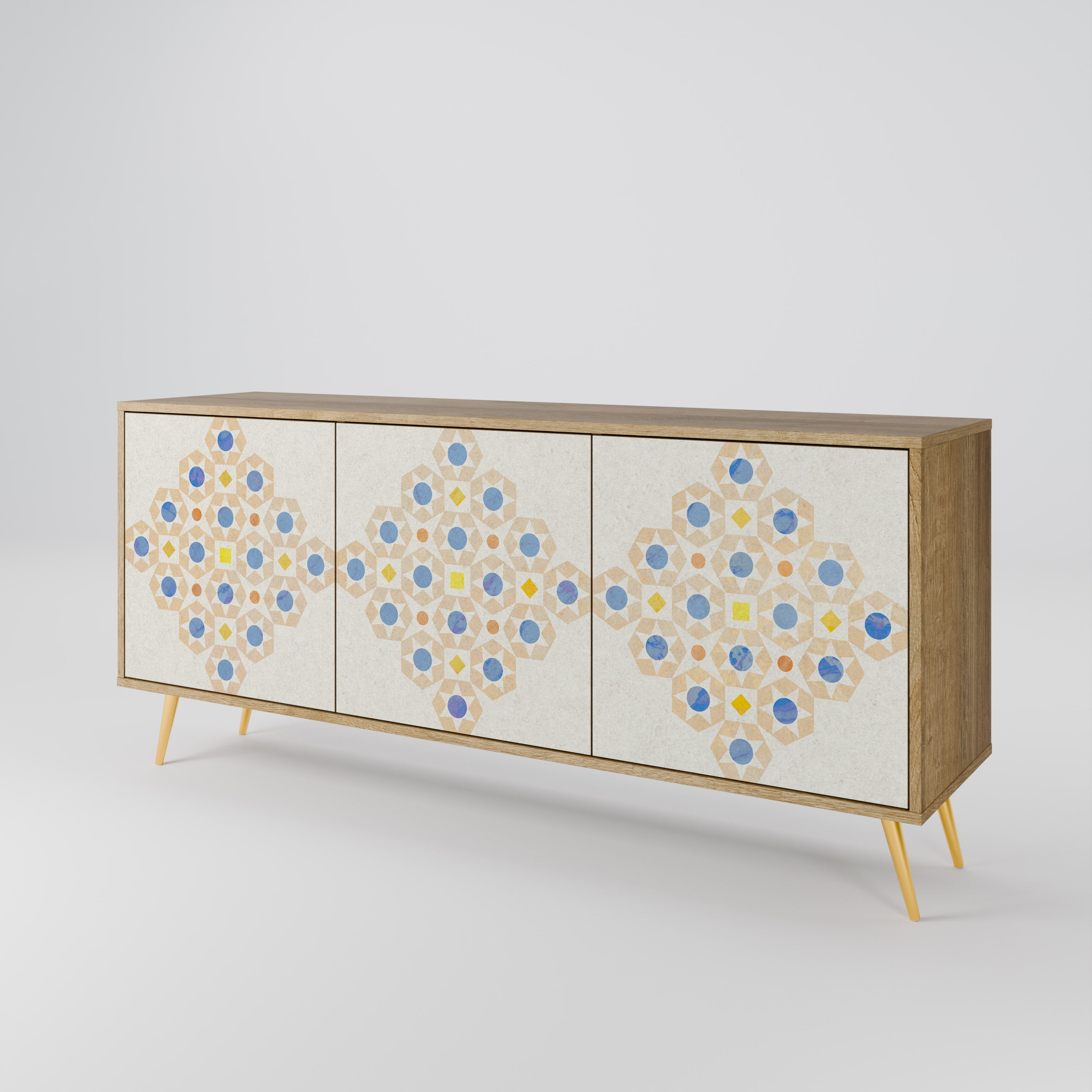 PATTERNED PRISM 3-Door Sideboard in Oak Effect