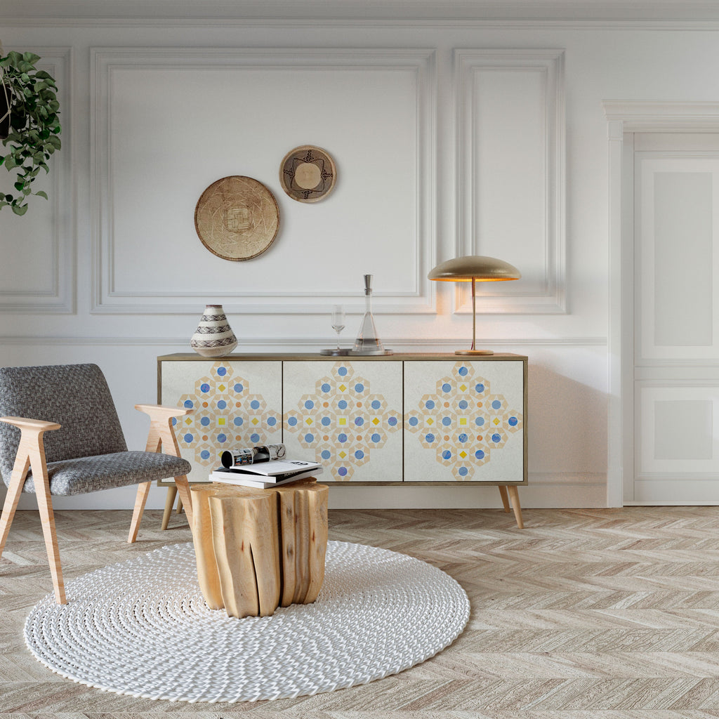 PATTERNED PRISM 3-Door Sideboard in Oak Effect