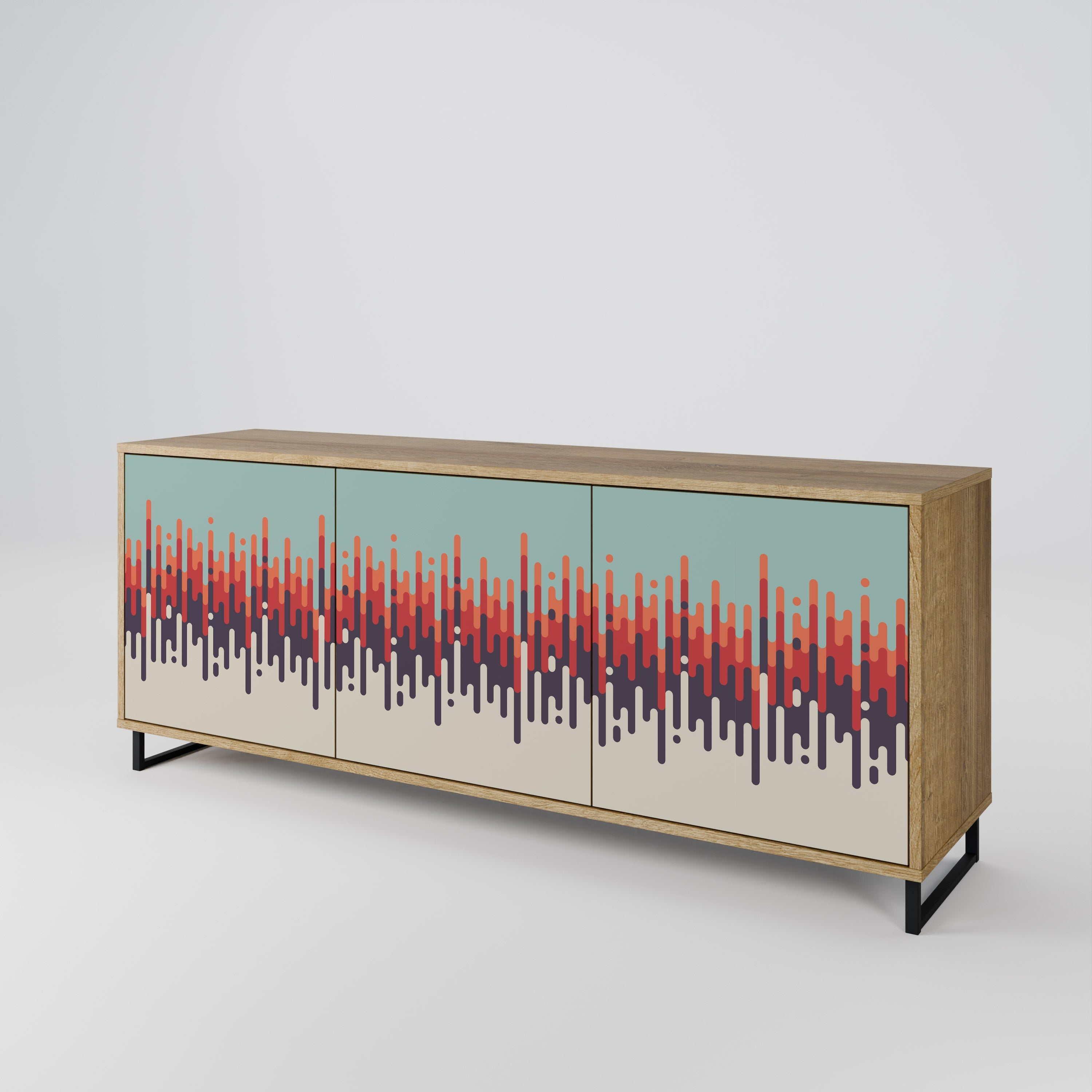 CHROMA CONTOURS 3-Door Sideboard in Oak Effect