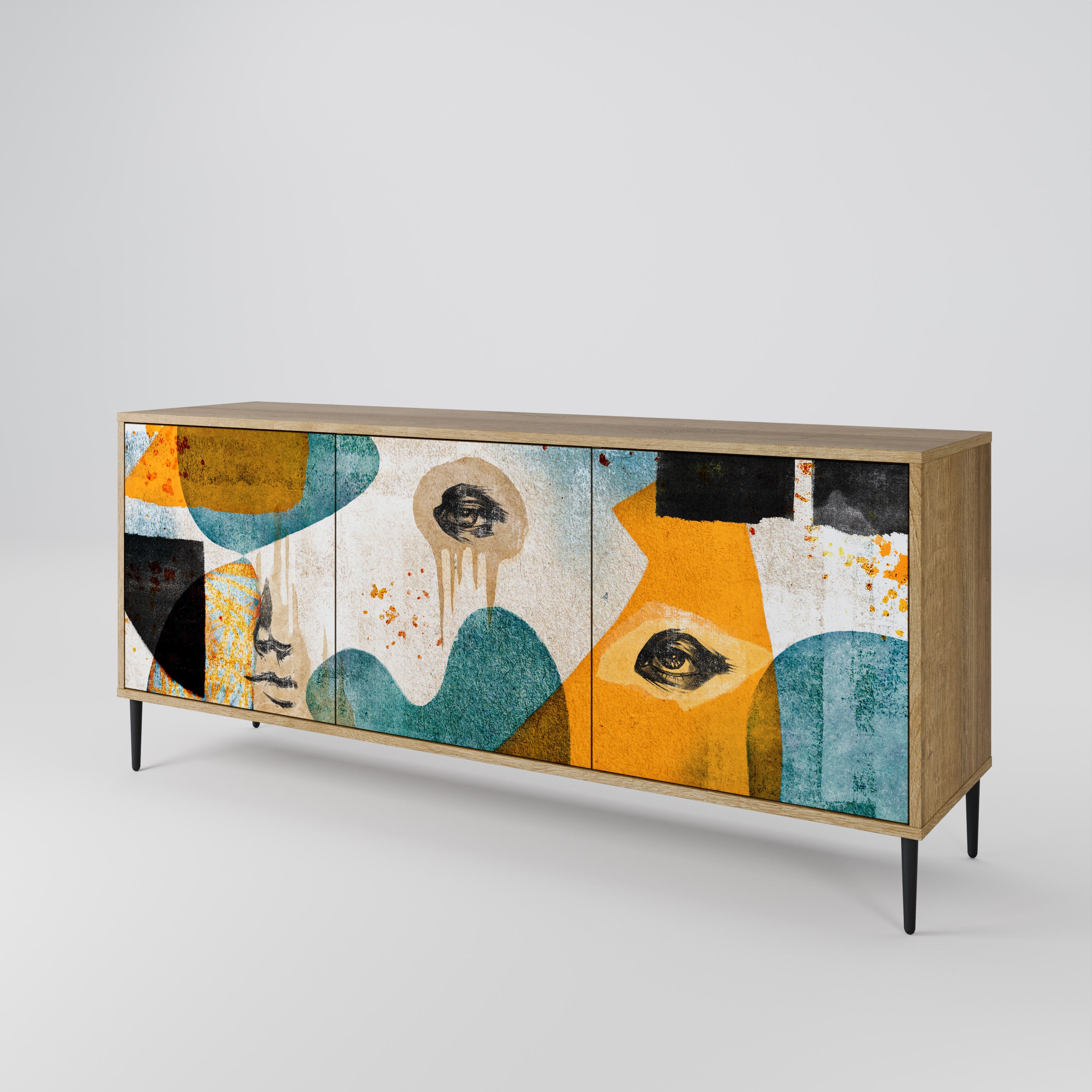 ABSTRACT FACES 3-Door Sideboard