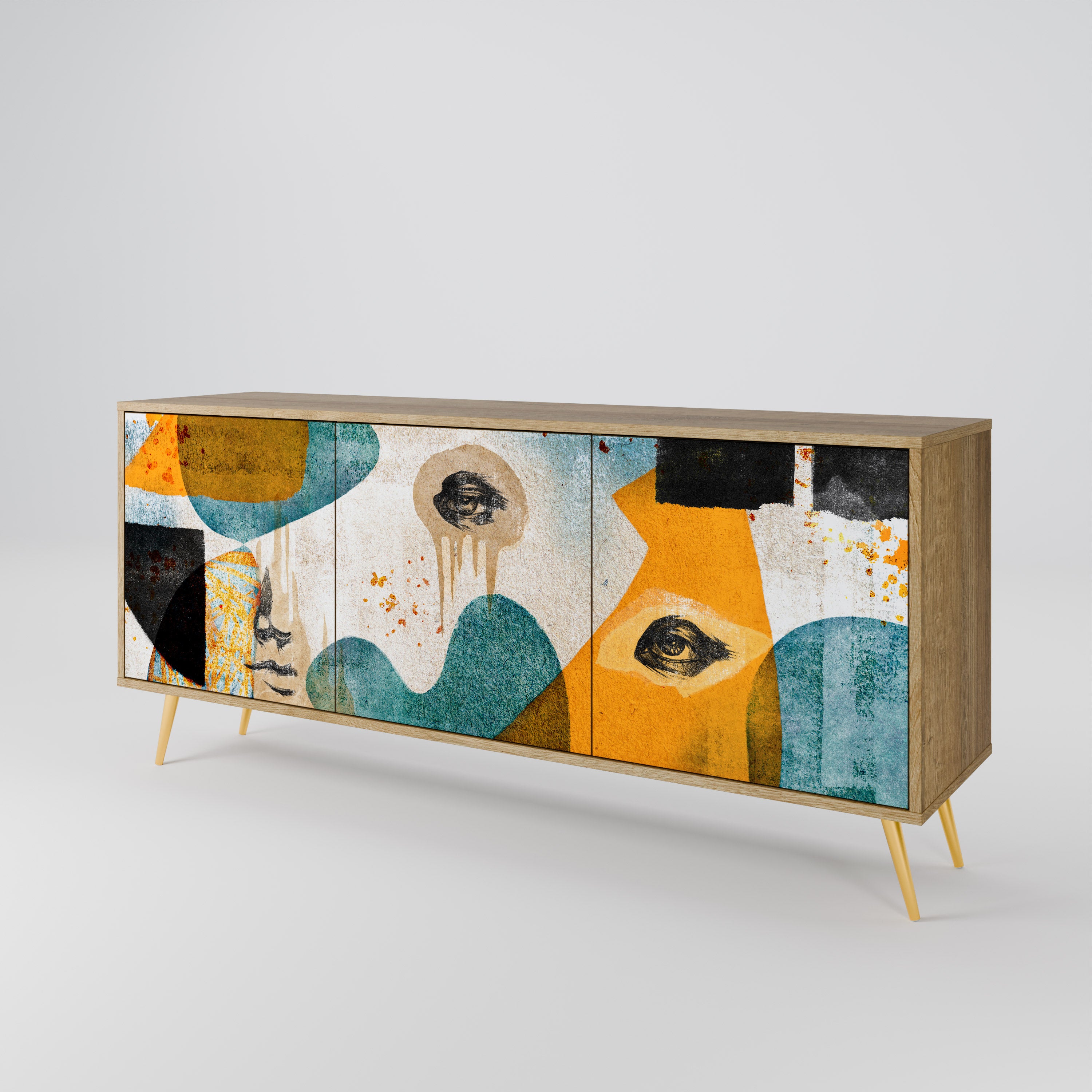 ABSTRACT FACES 3-Door Sideboard