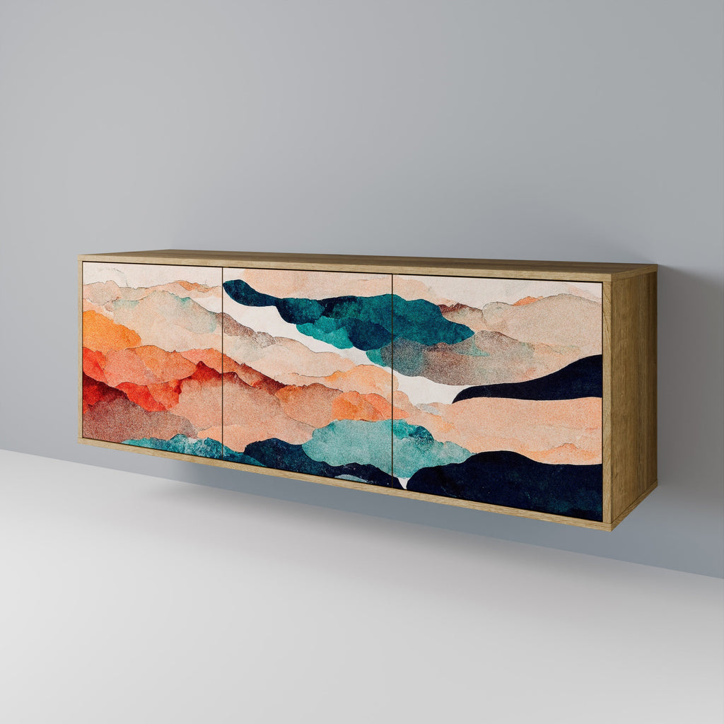 Μπουφές ABSTRACT LANDSCAPE με 3 πόρτες σε χρώμα δρυός