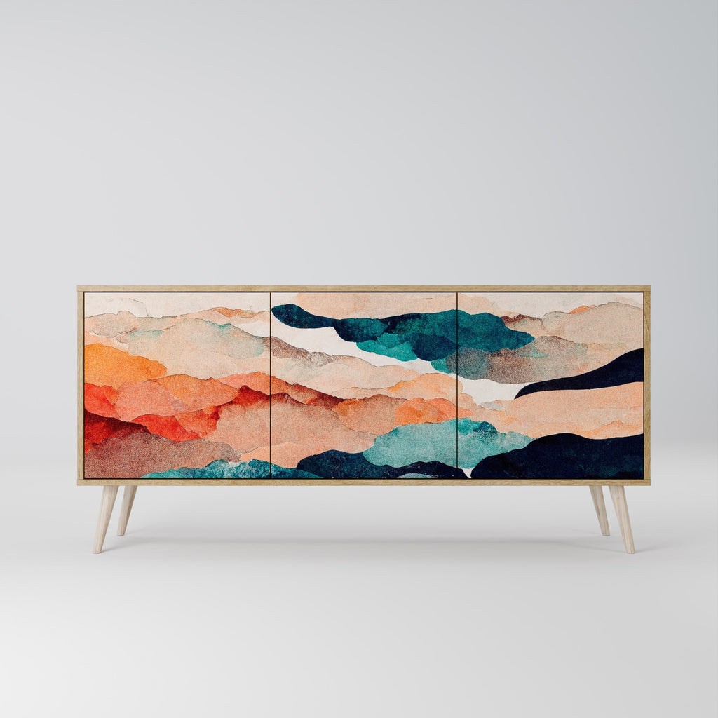 Μπουφές ABSTRACT LANDSCAPE με 3 πόρτες σε χρώμα δρυός