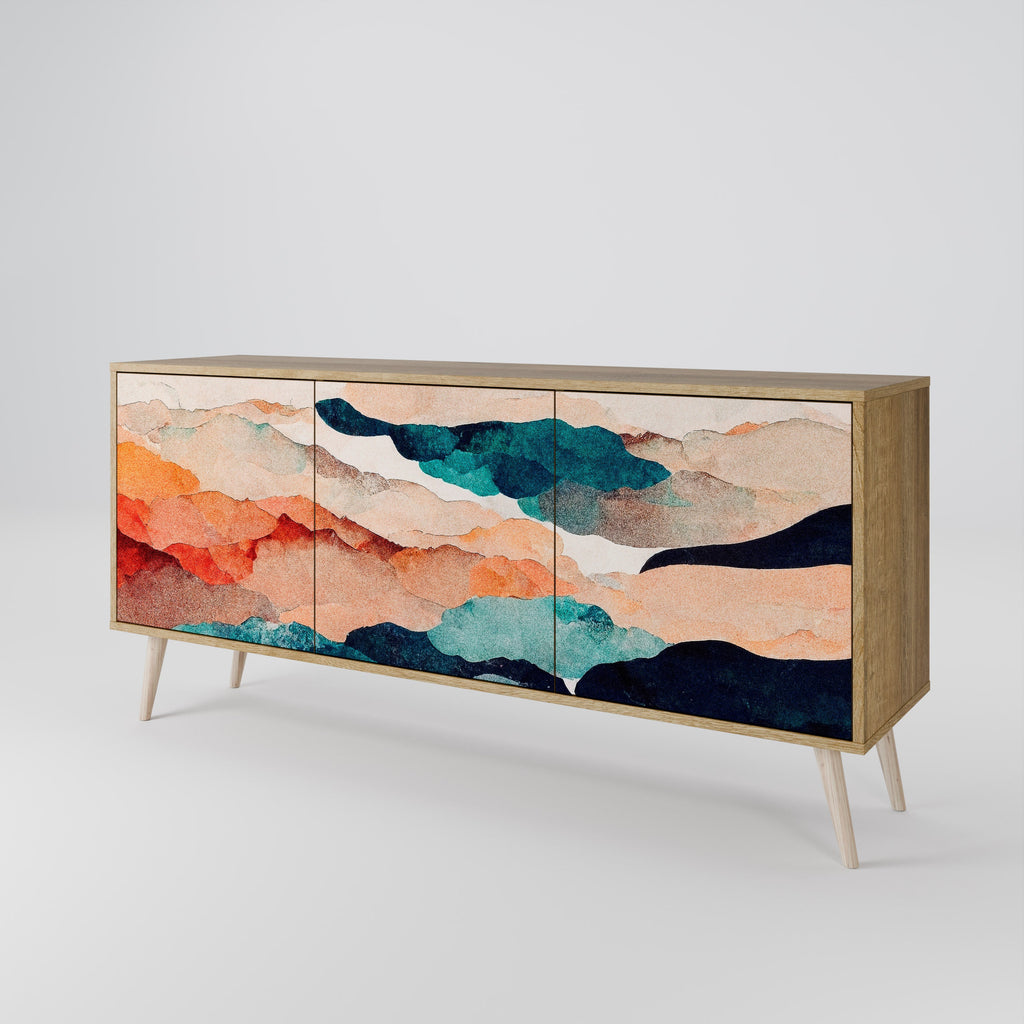 Μπουφές ABSTRACT LANDSCAPE με 3 πόρτες σε χρώμα δρυός