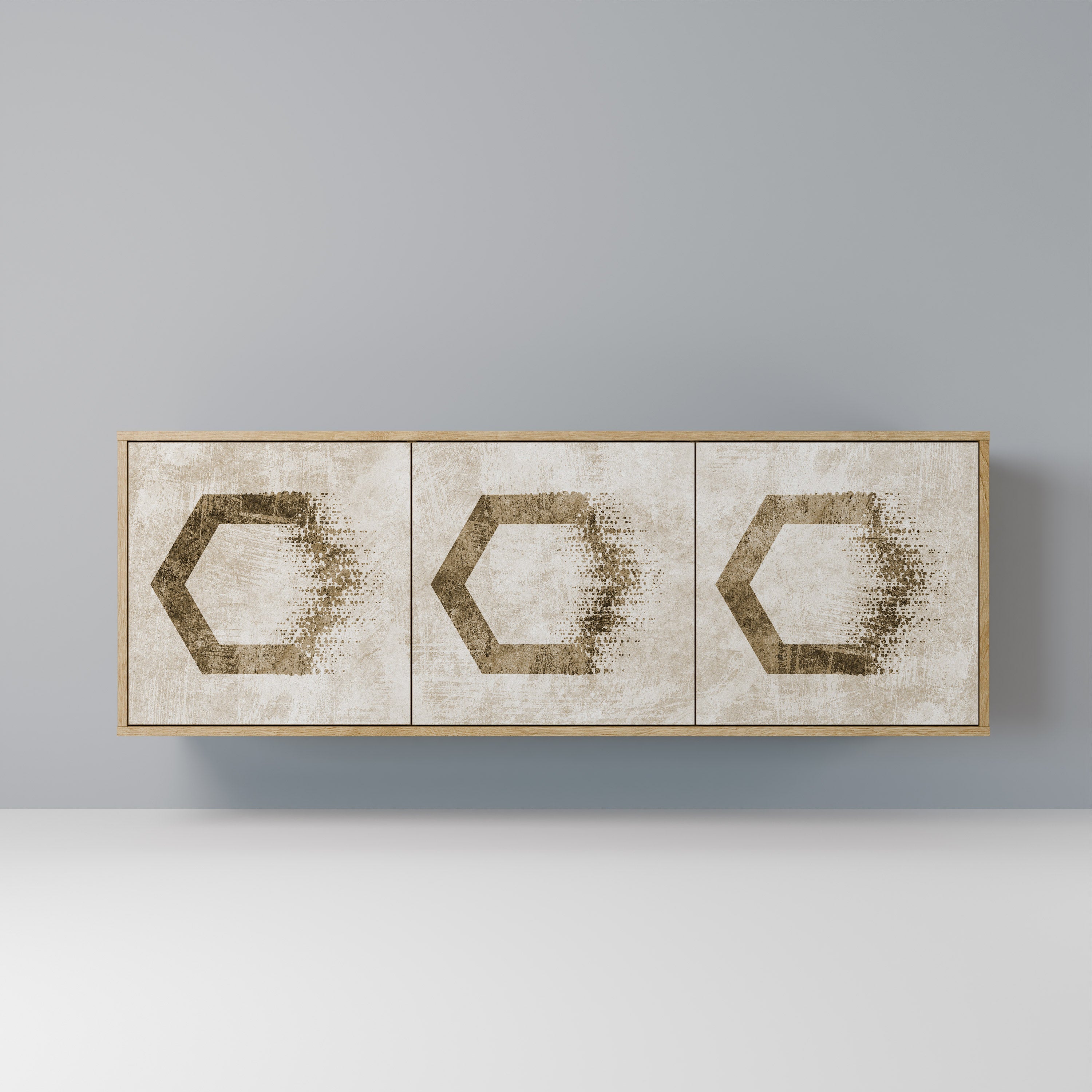 HEXAGONAL SHAPES 3-Door Sideboard in Oak Effect