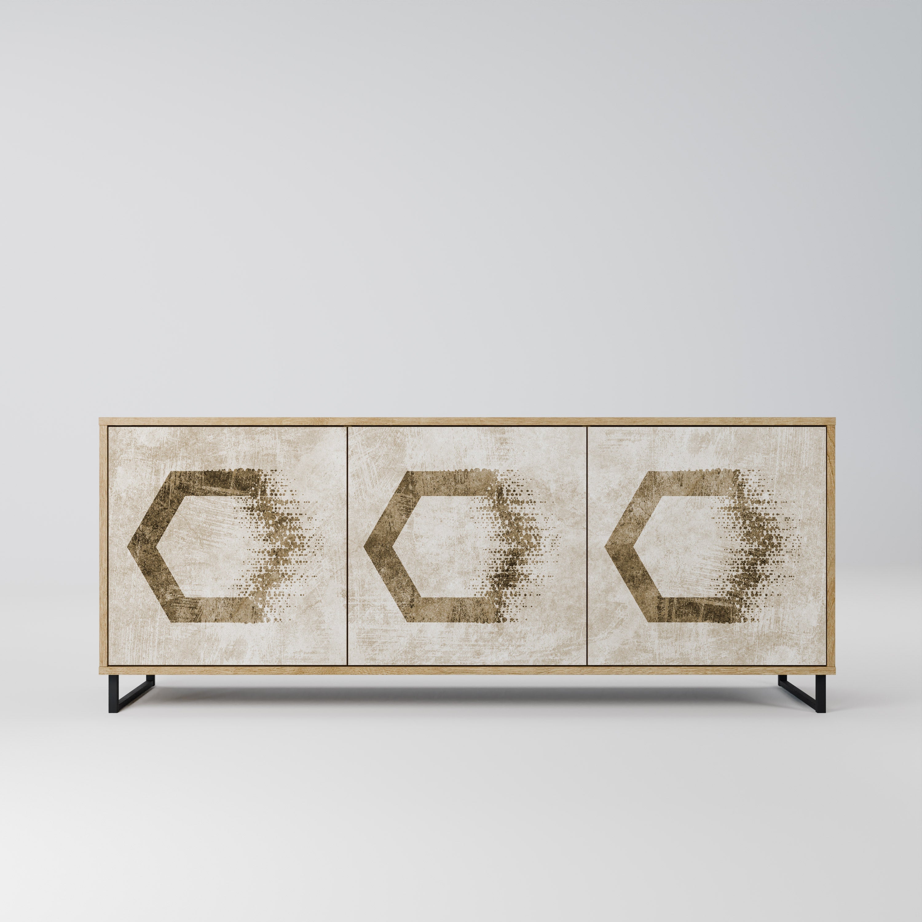 HEXAGONAL SHAPES 3-Door Sideboard in Oak Effect