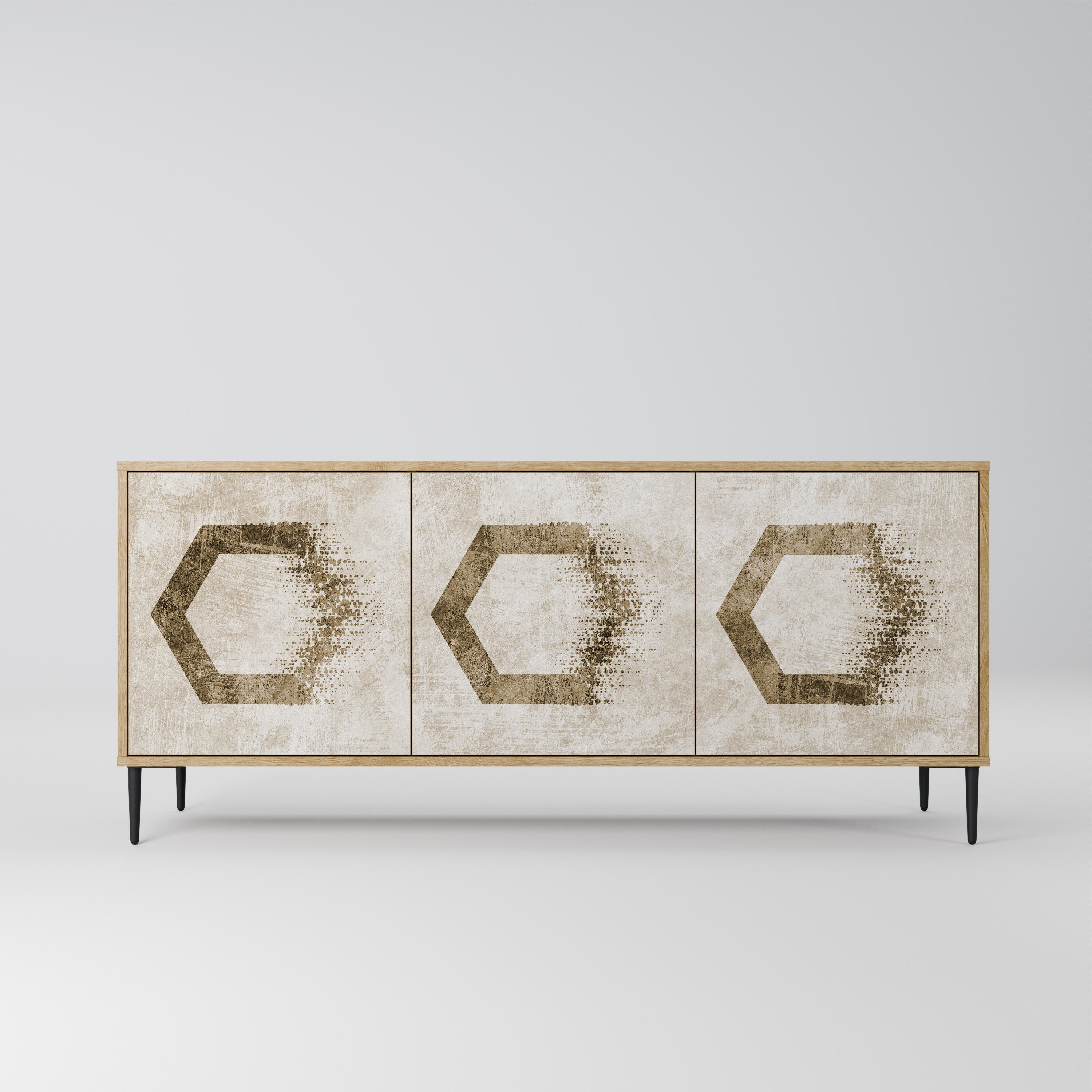 HEXAGONAL SHAPES 3-Door Sideboard in Oak Effect