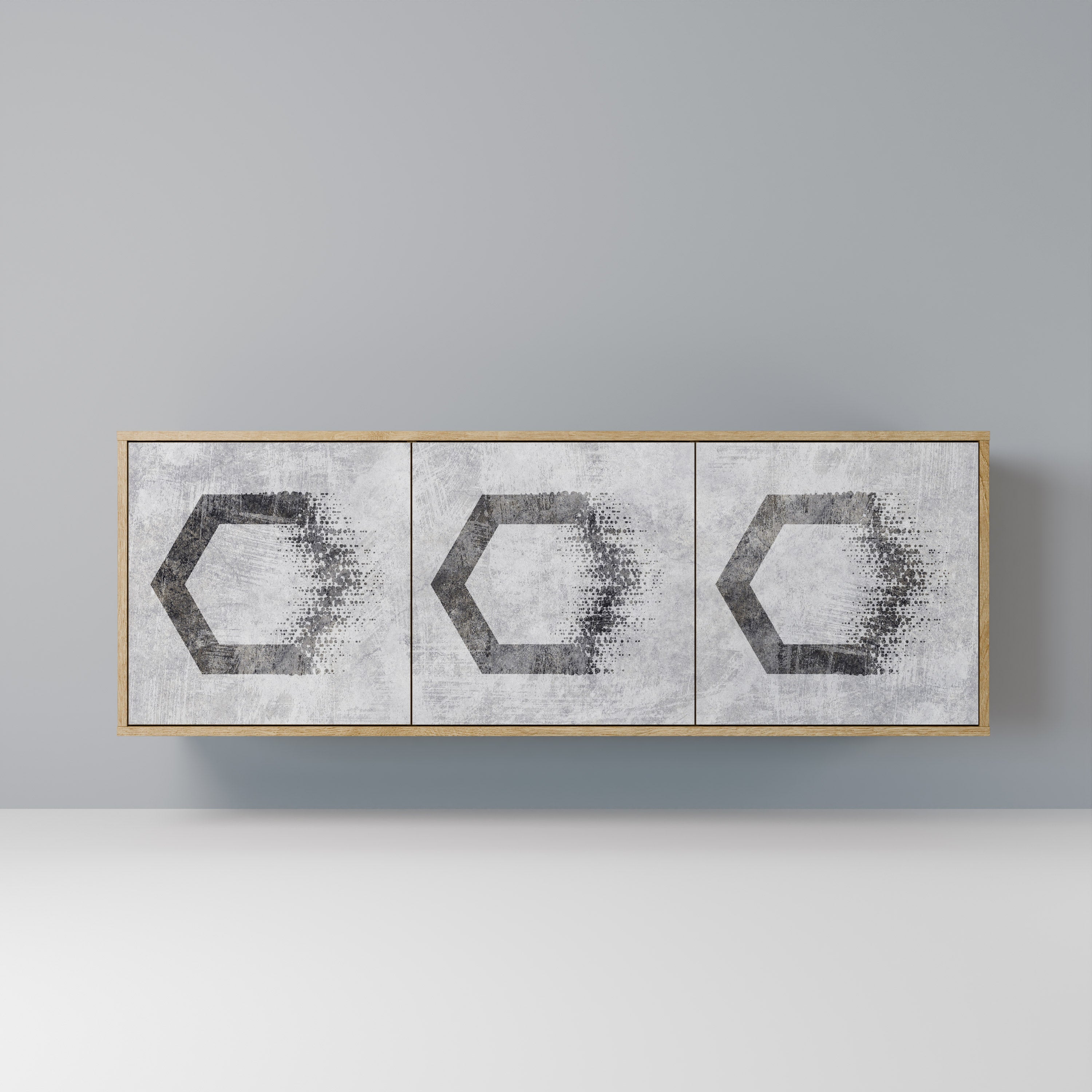 HEXAGONAL FIGURES 3-Door Sideboard in Oak Effect