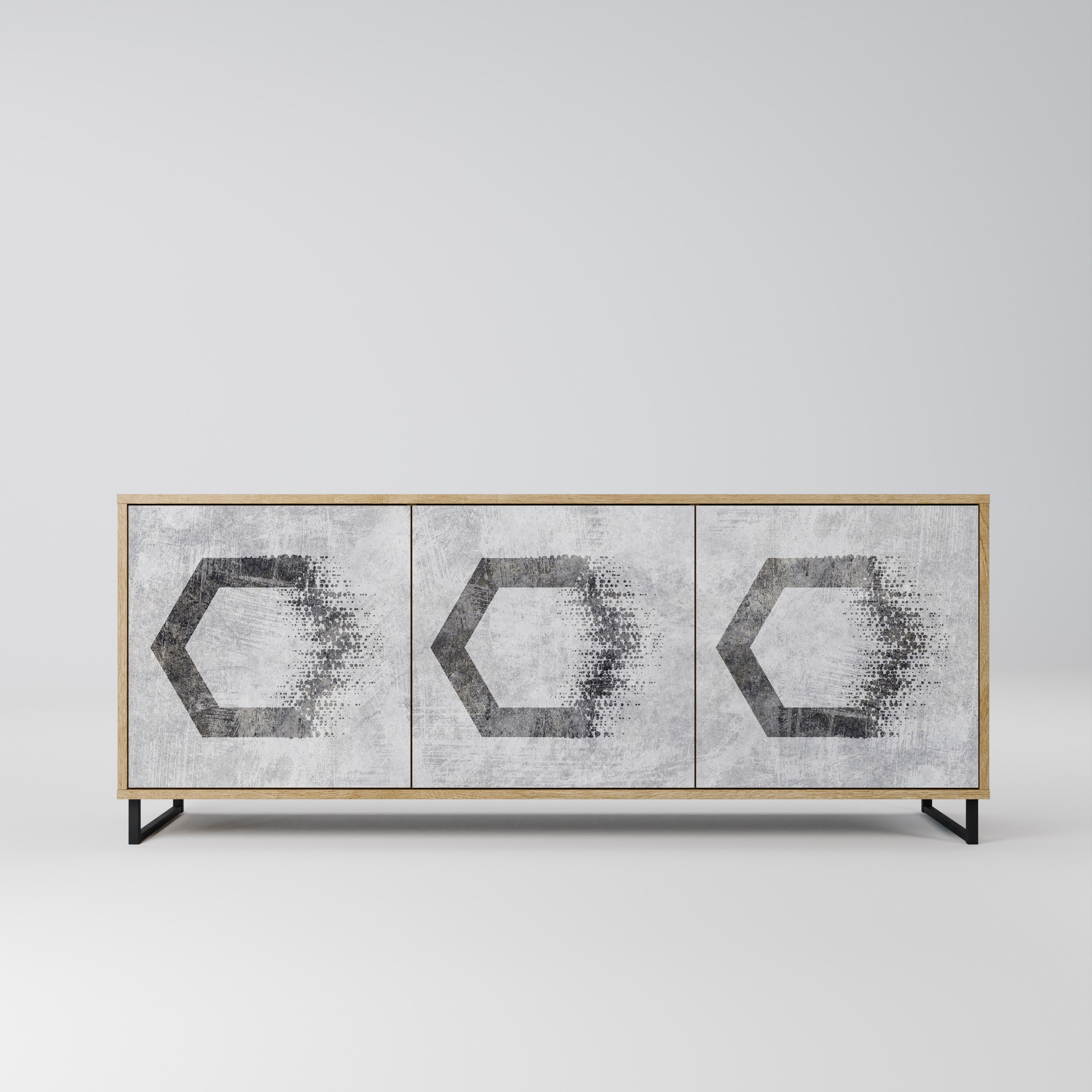 HEXAGONAL FIGURES 3-Door Sideboard in Oak Effect