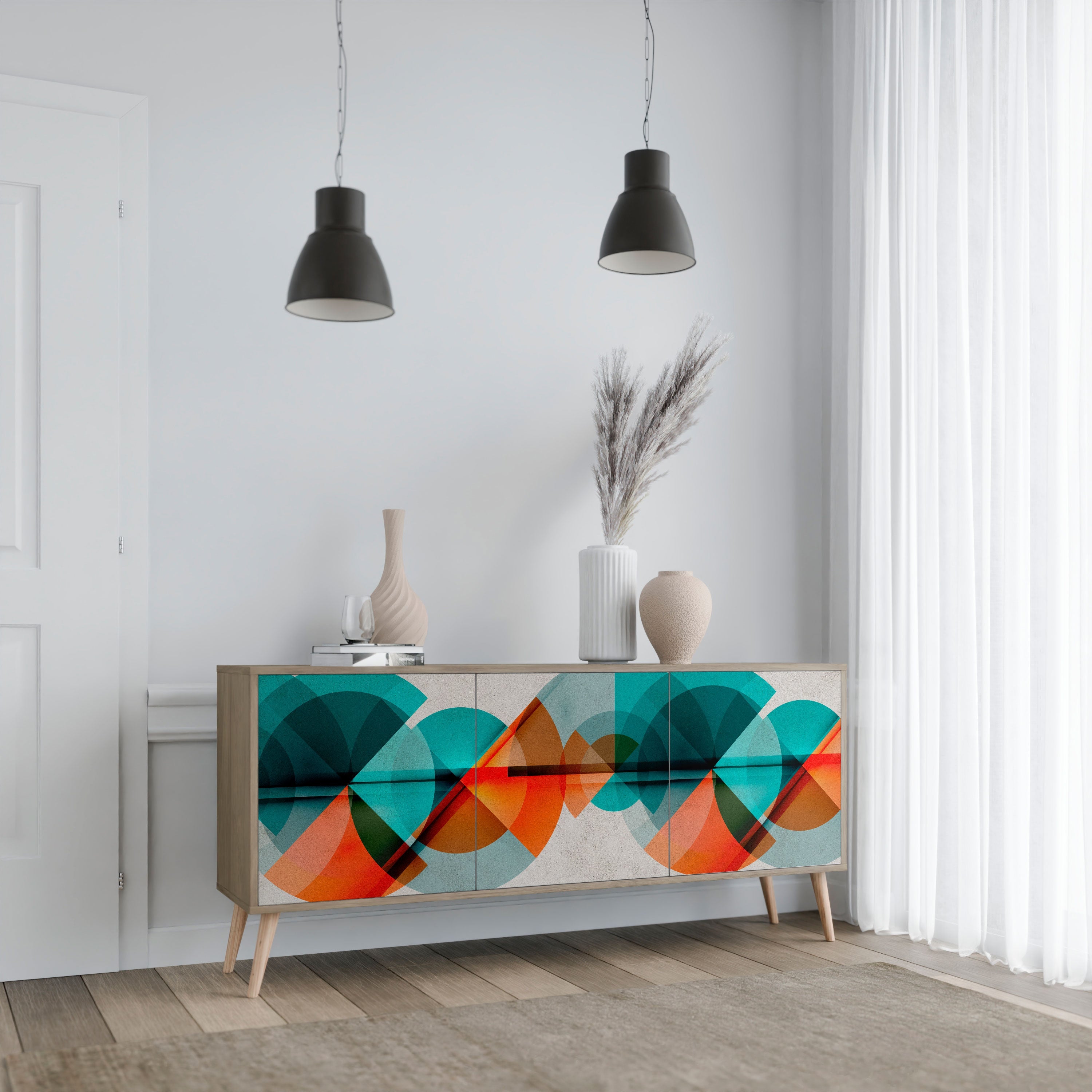 CIRCULAR RHAPSODY 3-Door Sideboard in Oak Effect