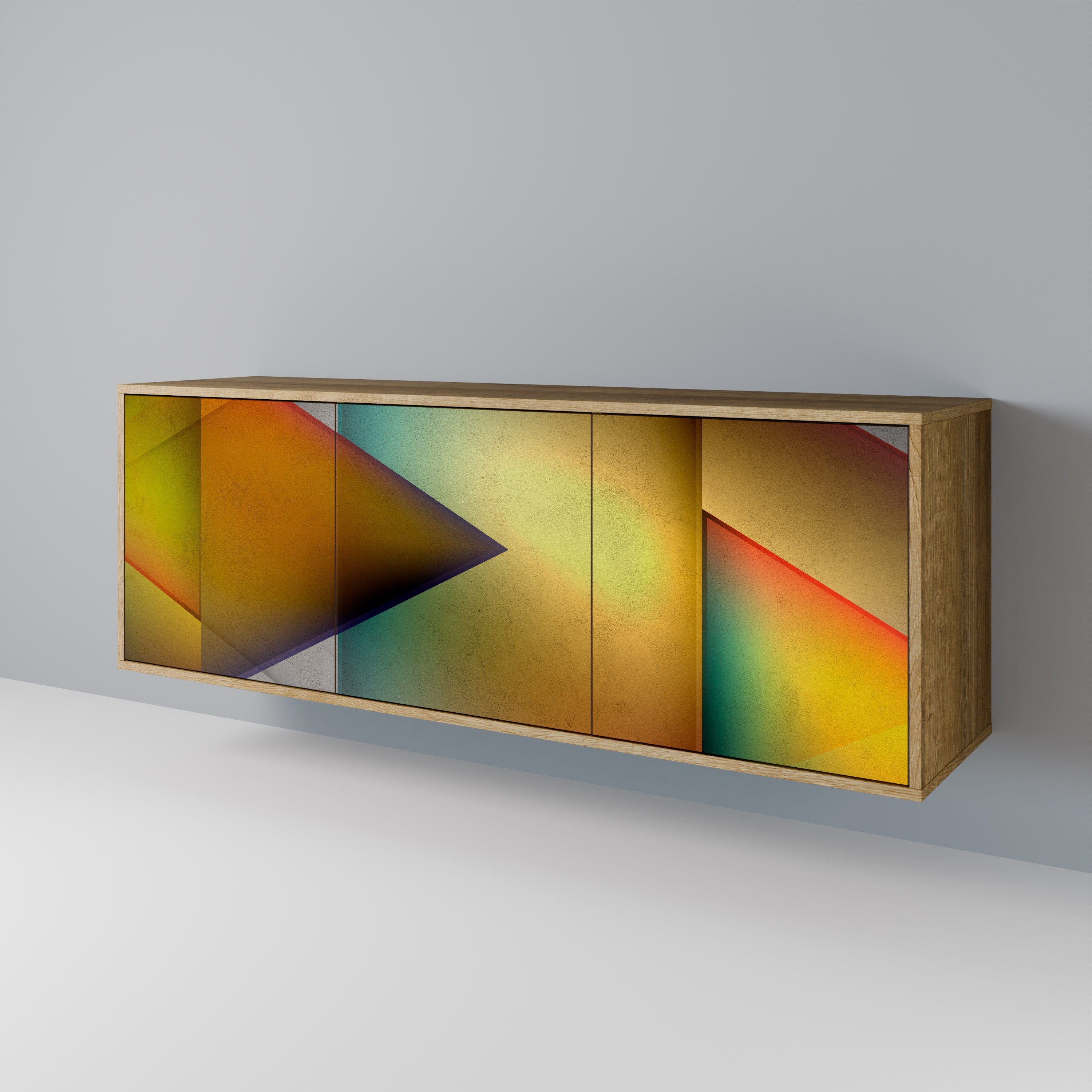 PIERCING SHARPNESS 3-Door Sideboard in Oak Effect